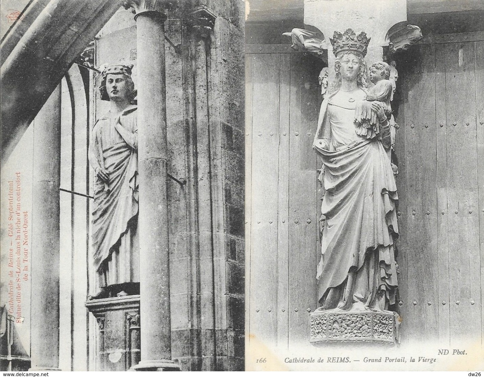 Cathédrale de Reims, vues intérieur et extérieur - Lot de 20 cartes non circulées (Nef, statues, Bas-relief, sculptures)