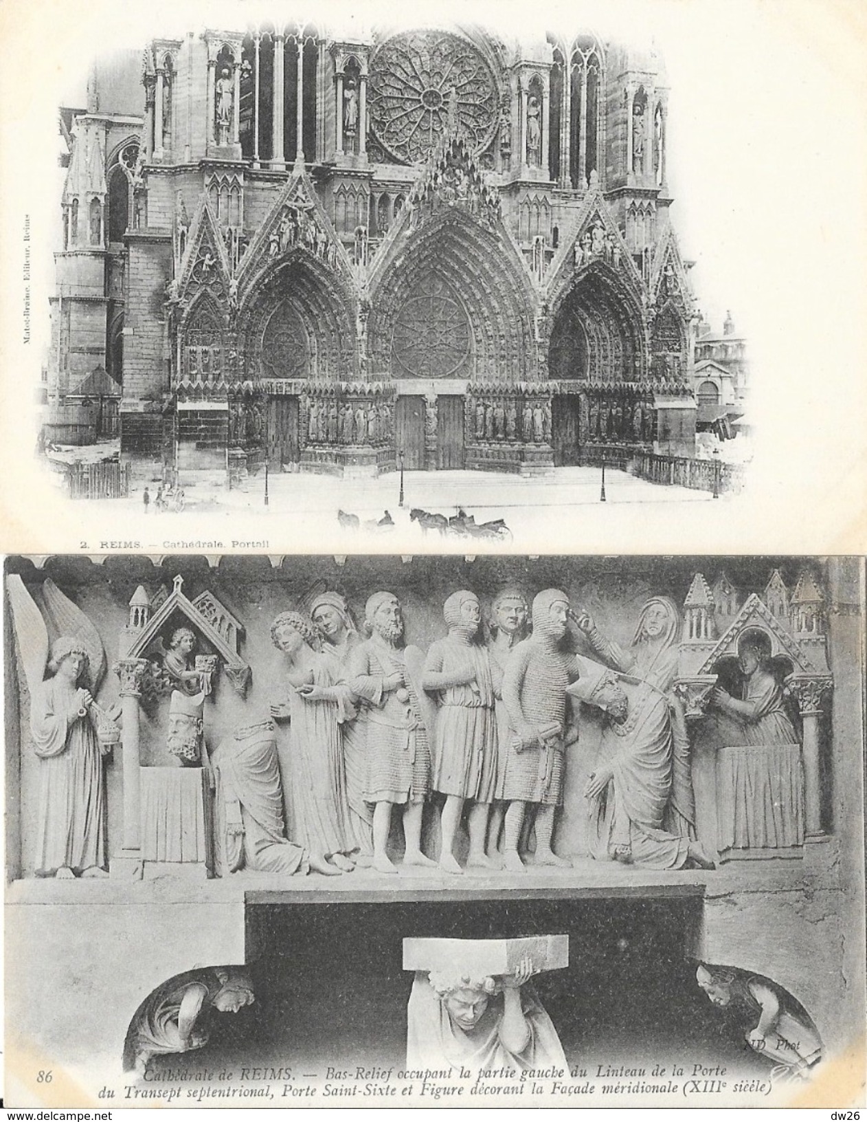 Cathédrale de Reims, vues intérieur et extérieur - Lot de 20 cartes non circulées (Nef, statues, Bas-relief, sculptures)