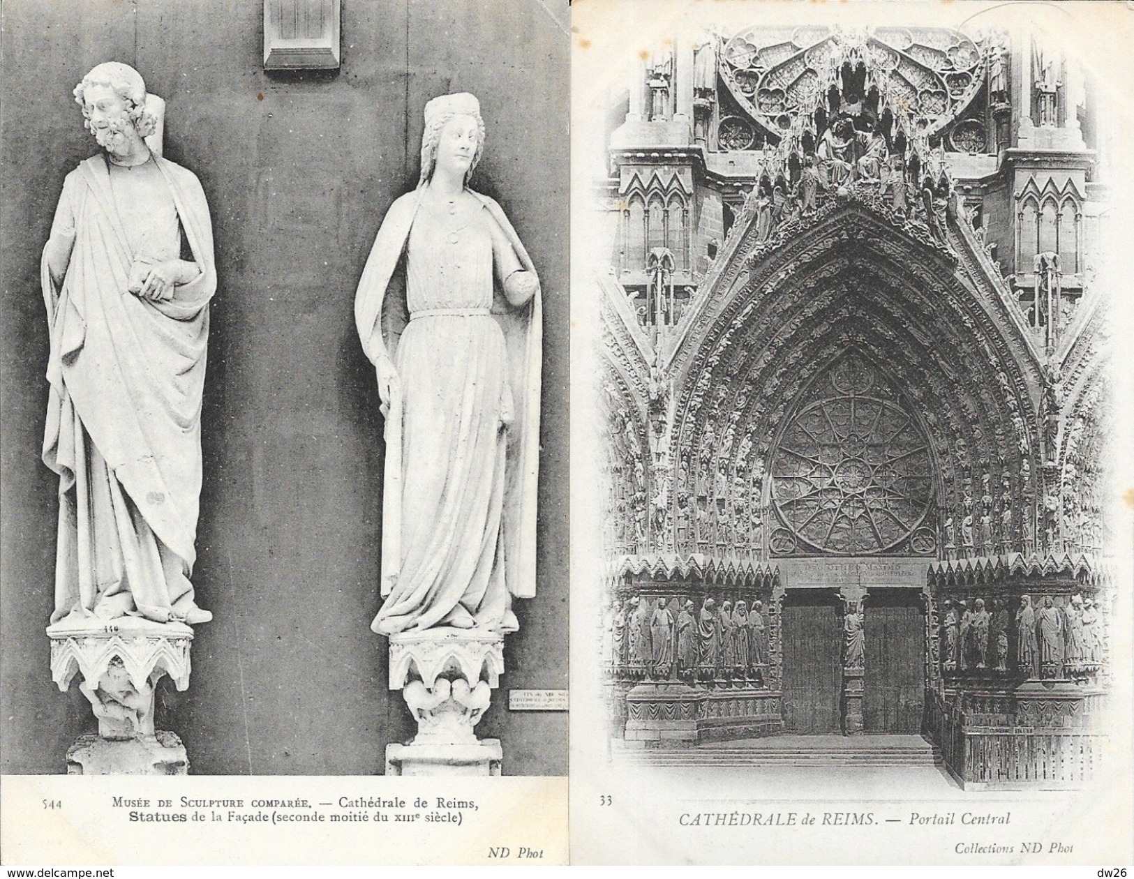 Cathédrale de Reims, vues intérieur et extérieur - Lot de 20 cartes non circulées (Nef, statues, Bas-relief, sculptures)