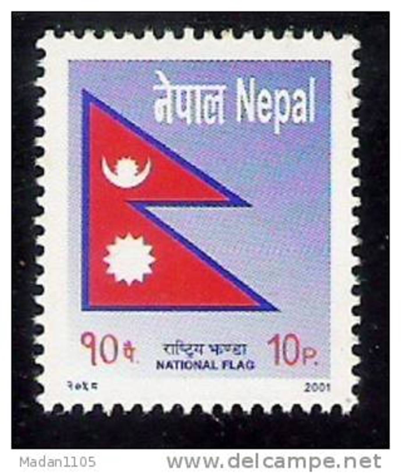 NEPAL 2001, LOT Of 10 Stamps,  National Flag, Definitive Stamp. Yvert 706, 1 Stamp Complete , MNH(**) - Andere & Zonder Classificatie