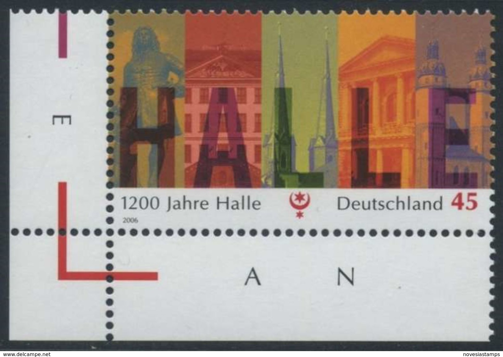 !a! GERMANY 2006 Mi. 2510 MNH SINGLE From Lower Left Corner -Town Of Halle - Ungebraucht