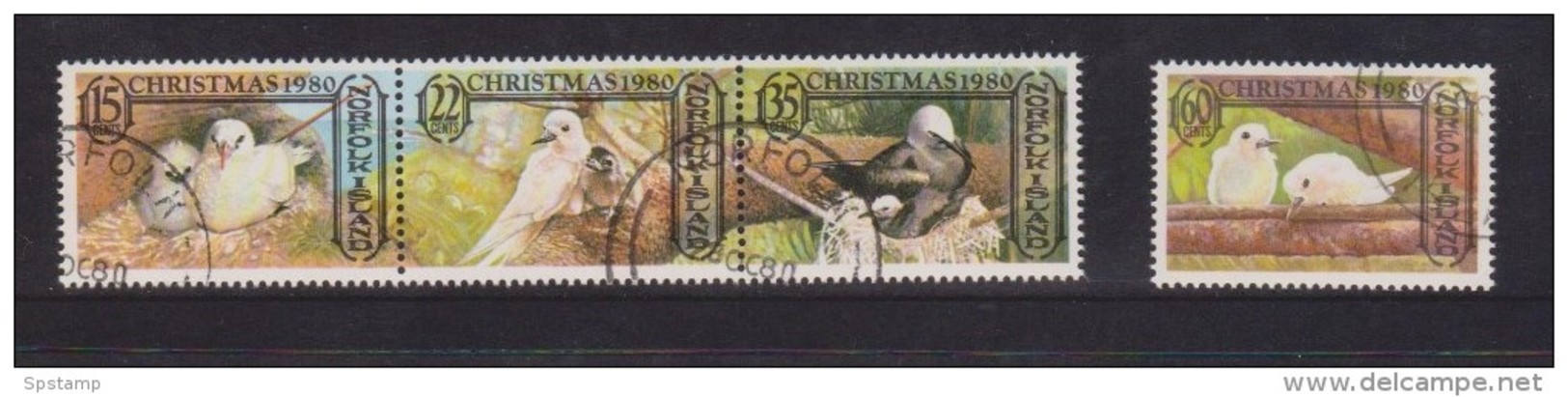 Norfolk Island 1980 Christmas Nesting Bird Set Of 4 Incl Strip 3 FU - Norfolk Island