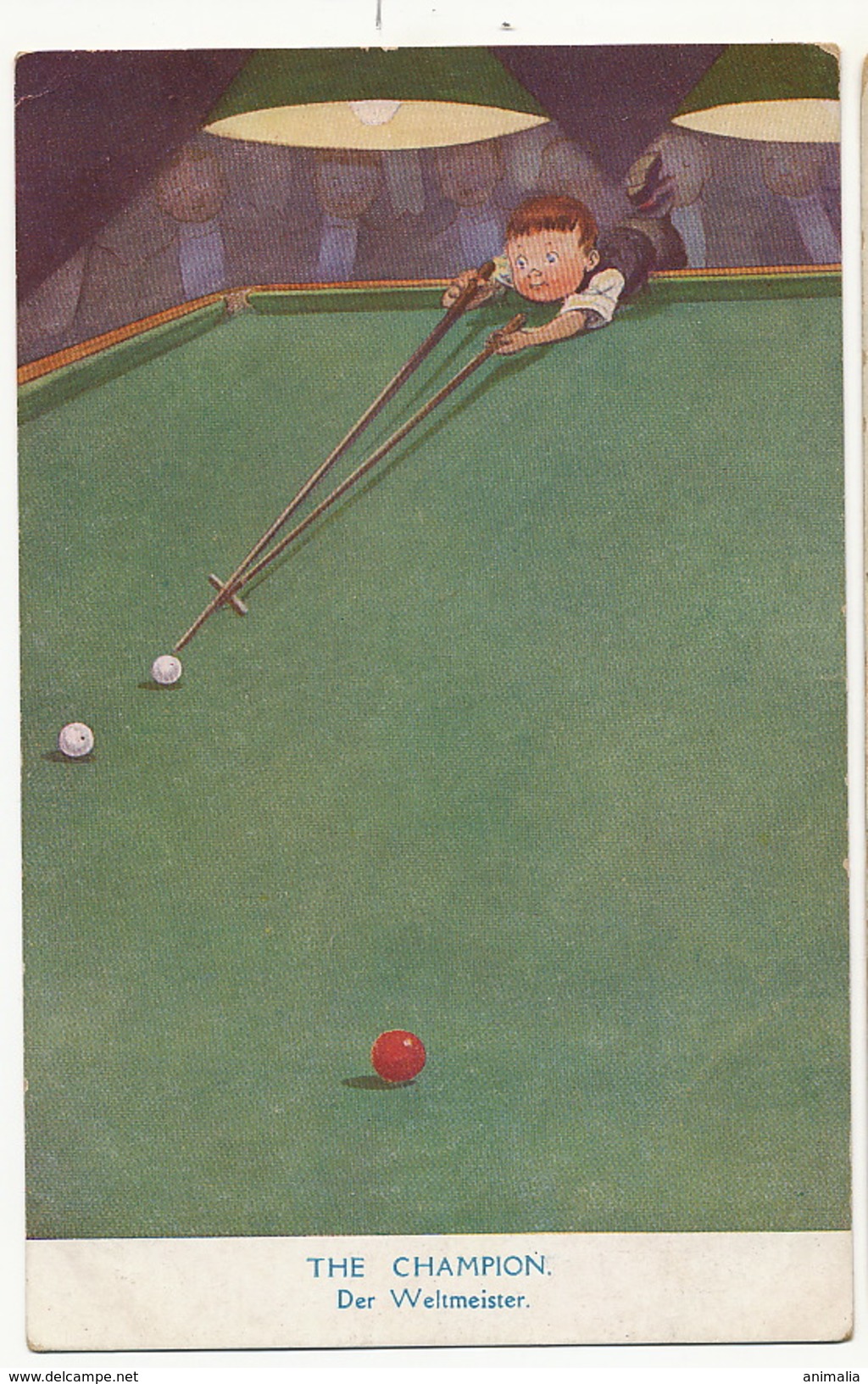 Billard Billiard Snooker The Champion  Belle Carte Petit Enfant Jouant - Autres & Non Classés