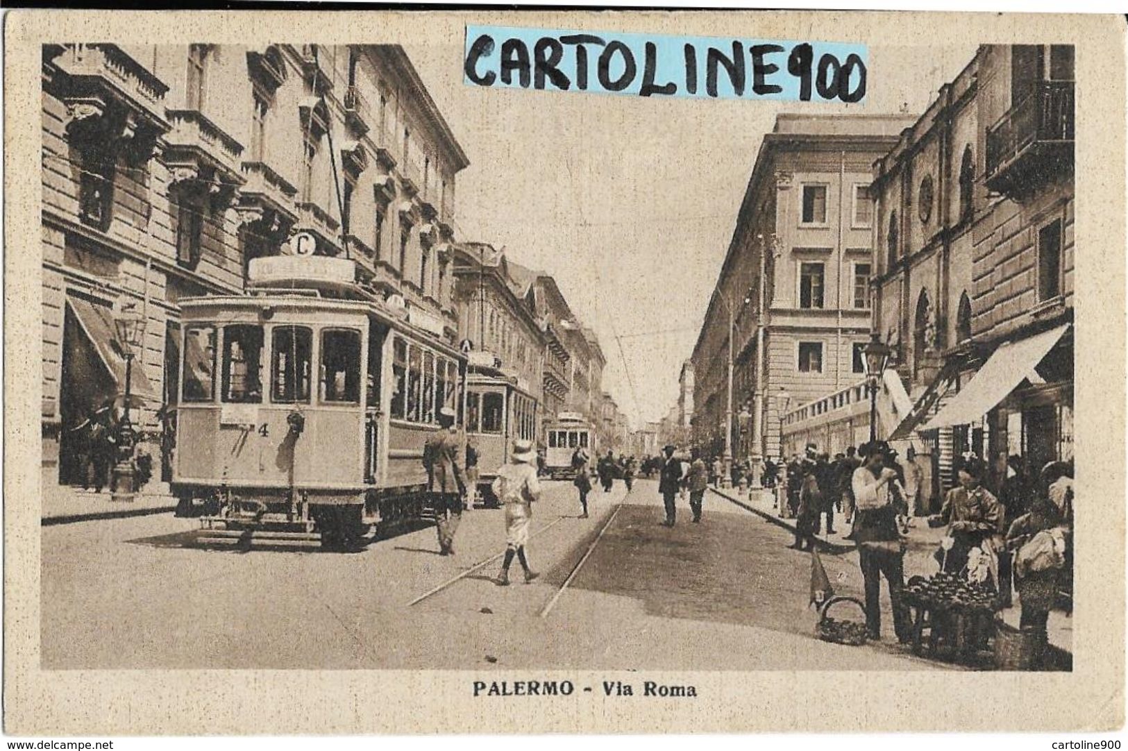 Sicilia-palermo Citta'via Roma Veduta Tram Negozi Folla Bella Animazione Anni 20 - Palermo