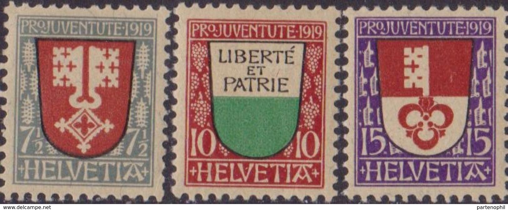 Svizzera 1919 : Pro Juventute Stemmi 173/75 MNH - Nuovi