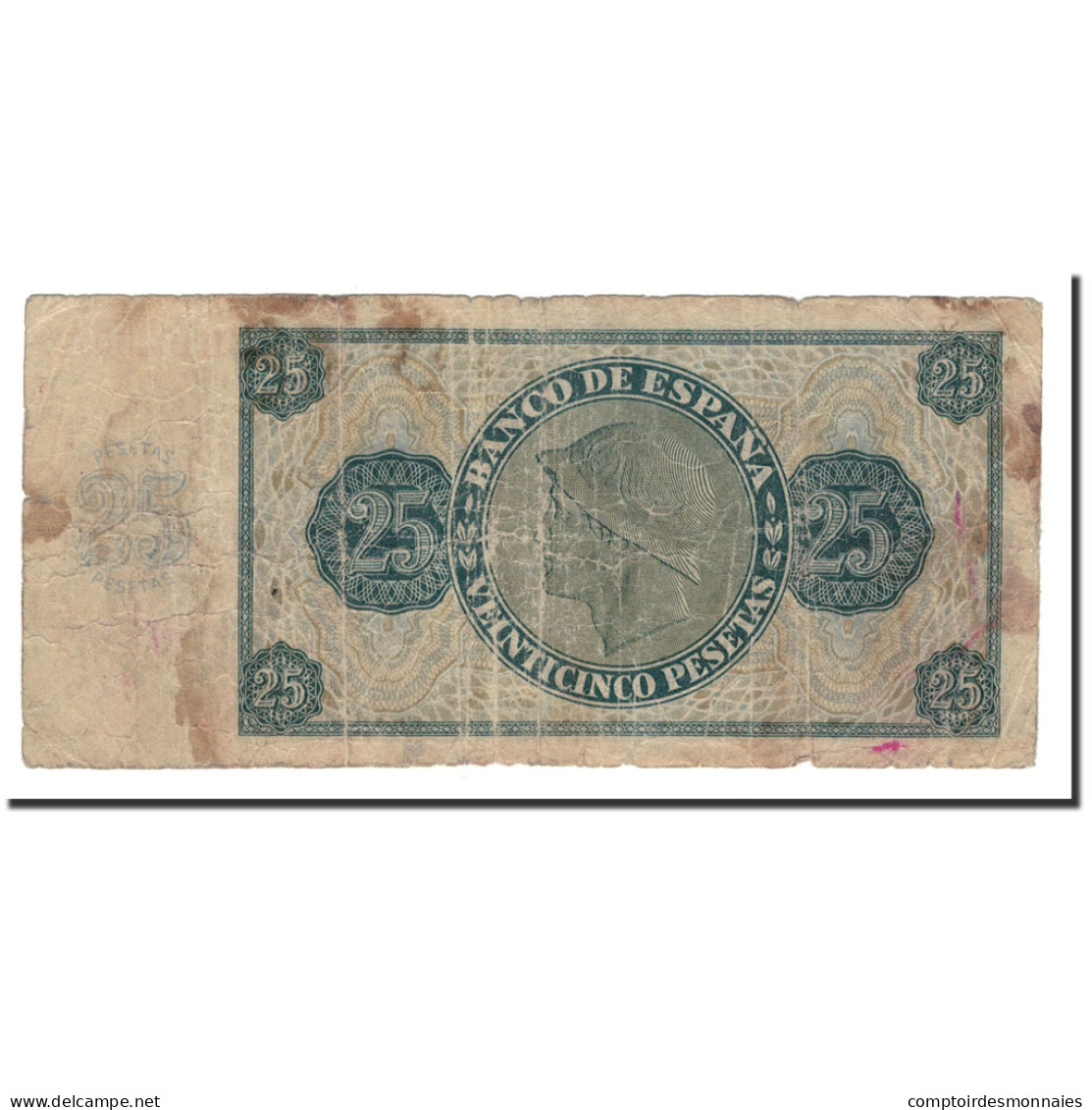 Billet, Espagne, 25 Pesetas, 1936, 1936-11-21, KM:99a, B - 25 Peseten