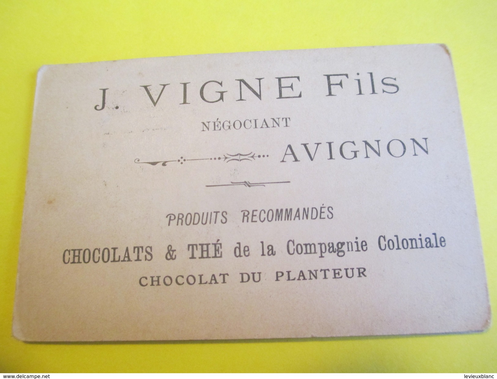 5 Images/Chocolat Du Planteur/Choc. Et Thé/Vieux Métiers/J VIGNE Fils Négociant/AVIGNON/Vers 1890-1900 IMA210 - Autres & Non Classés