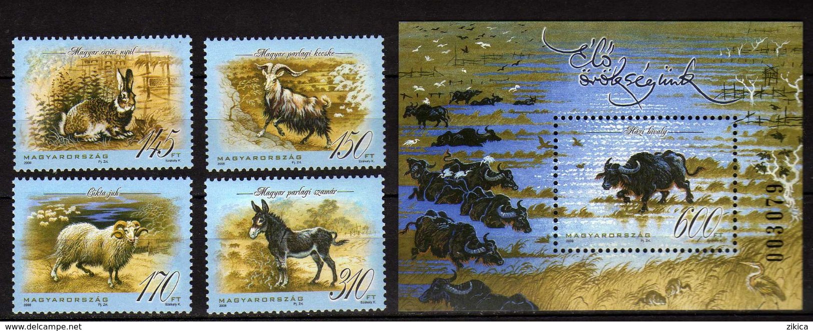 HUNGARY 2008.RABBIT, DONKEY, GOAT, EWE,Cattle.animals.stamps And S/S. MNH - Neufs