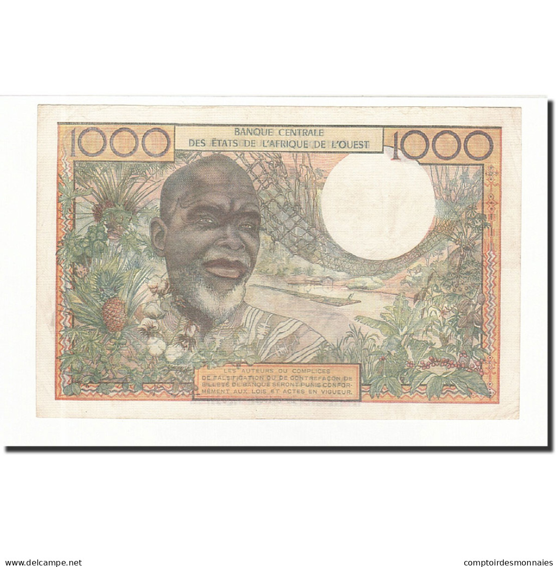 Billet, West African States, 1000 Francs, 1961-03-20, KM:103Ab, TTB - West African States