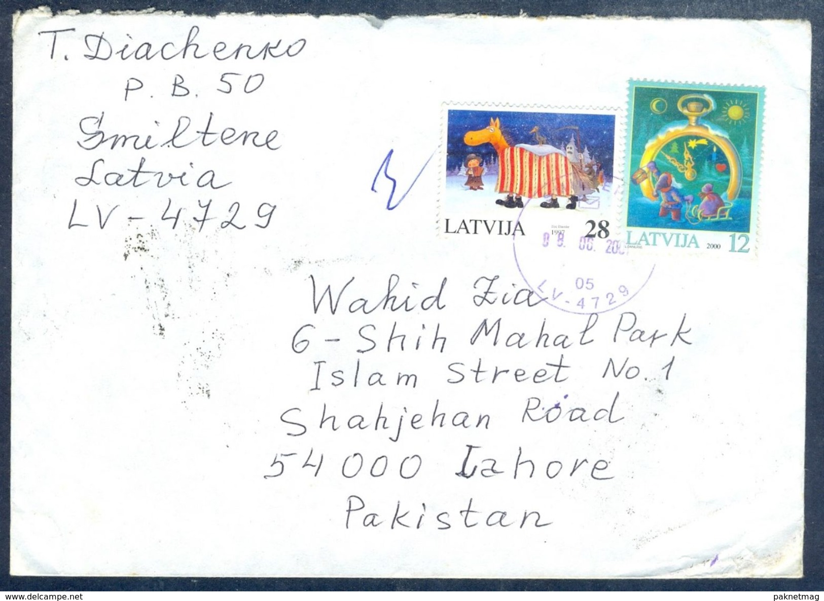 G199-  Postal Used Cover. Posted From Latvia To Pakistan. Latvija. Christmas. - Latvia