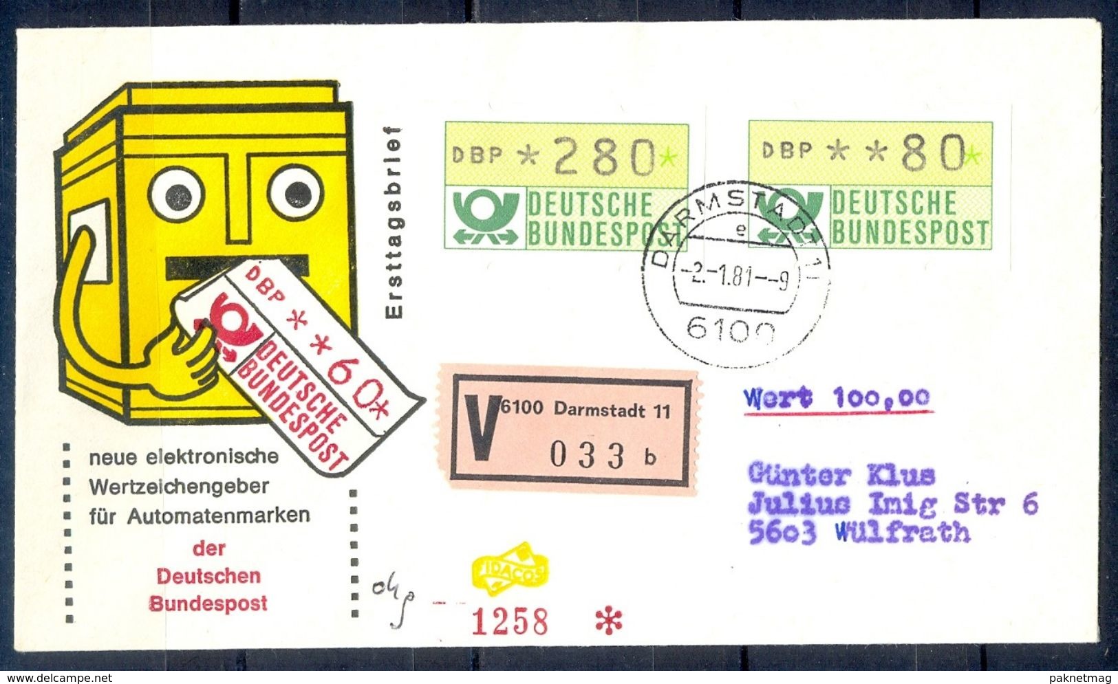 G221- Deutschland Germany Postal History Cover. ATM Machine Label Stamp. - Franking Machines (EMA)