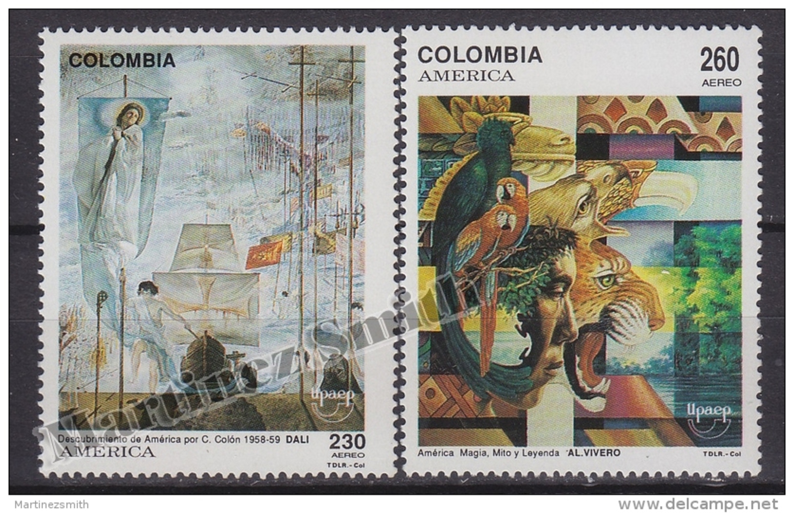 Colombia 1992 Yvert A 851- 52, America UPAEP - Air Mail - MNH - Colombie