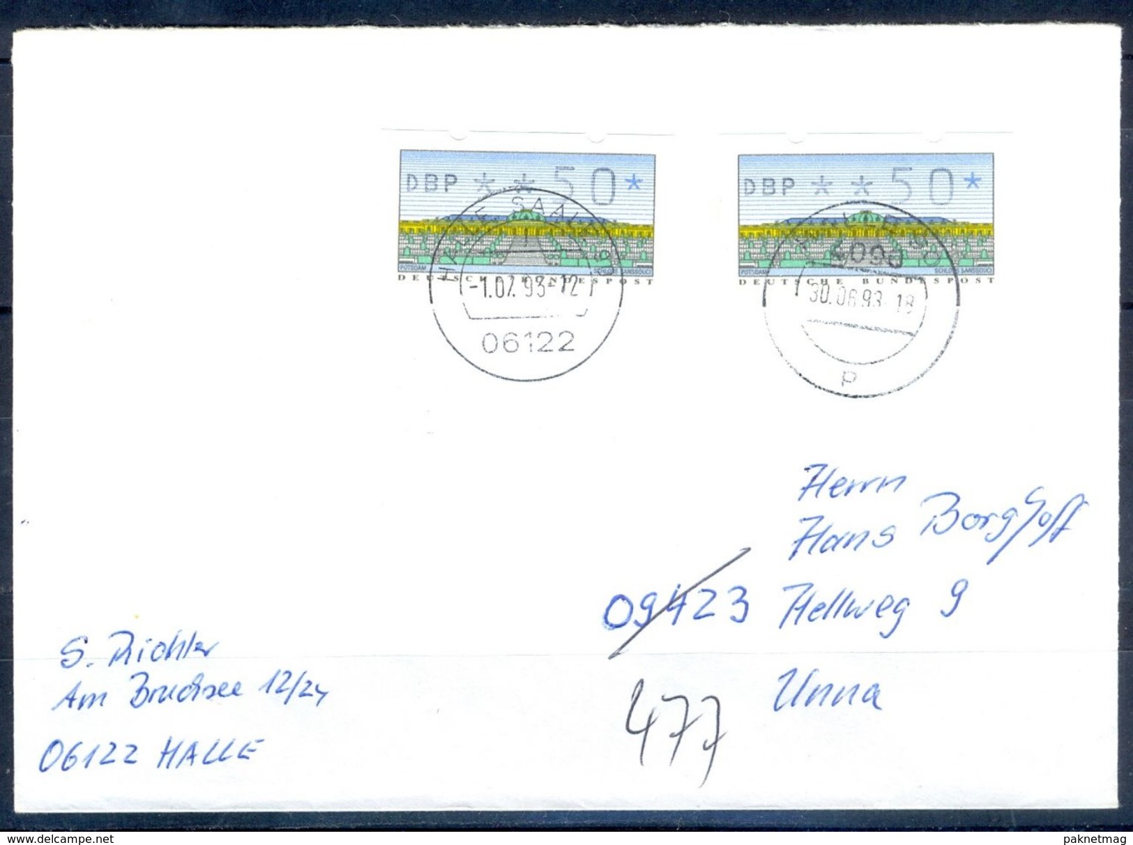 G237- Deutschland Germany Postal History Cover. ATM Machine Label Stamp. - Franking Machines (EMA)