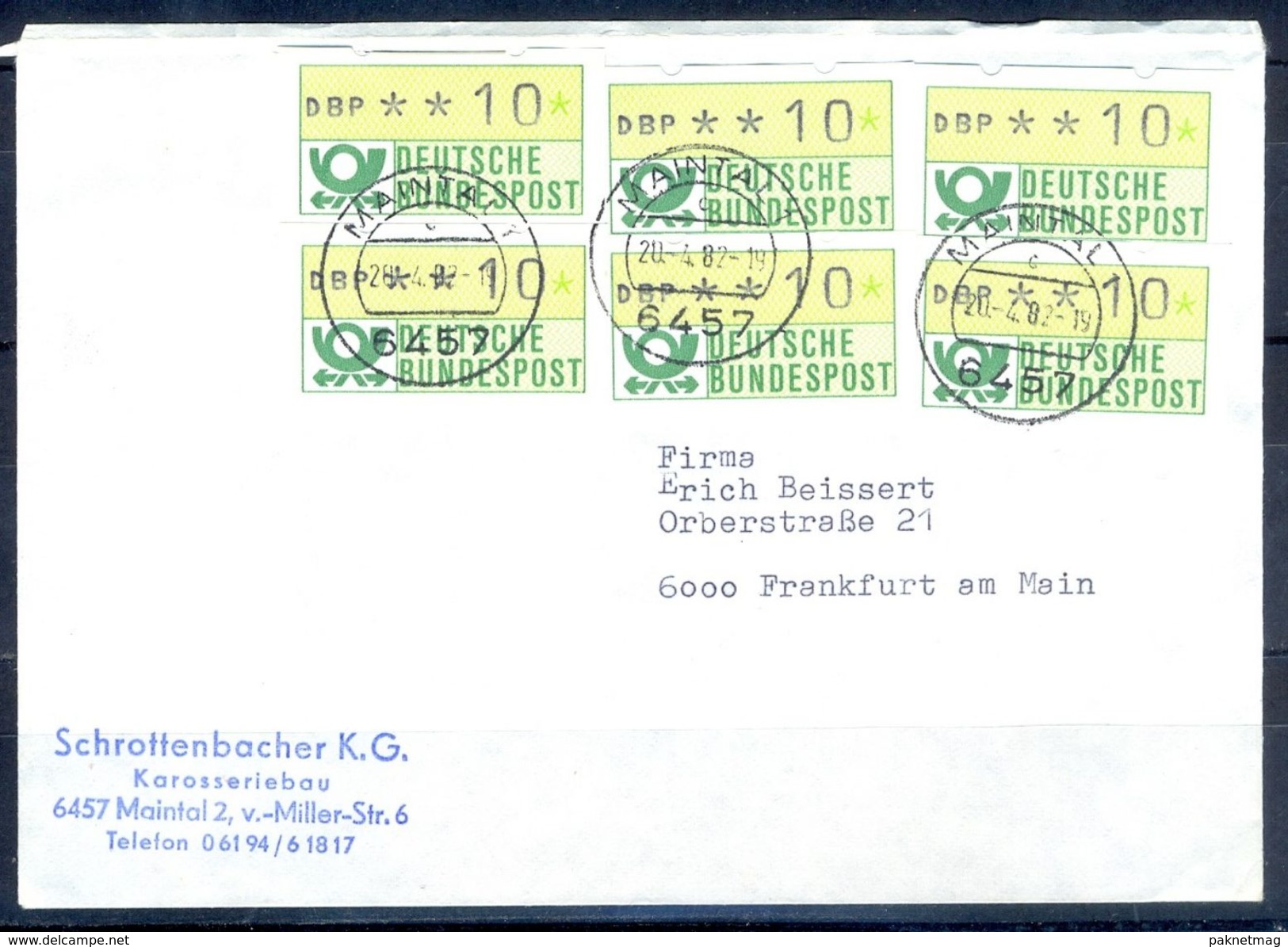 G240- Deutschland Germany Postal History Cover. ATM Machine Label Stamp. - Franking Machines (EMA)