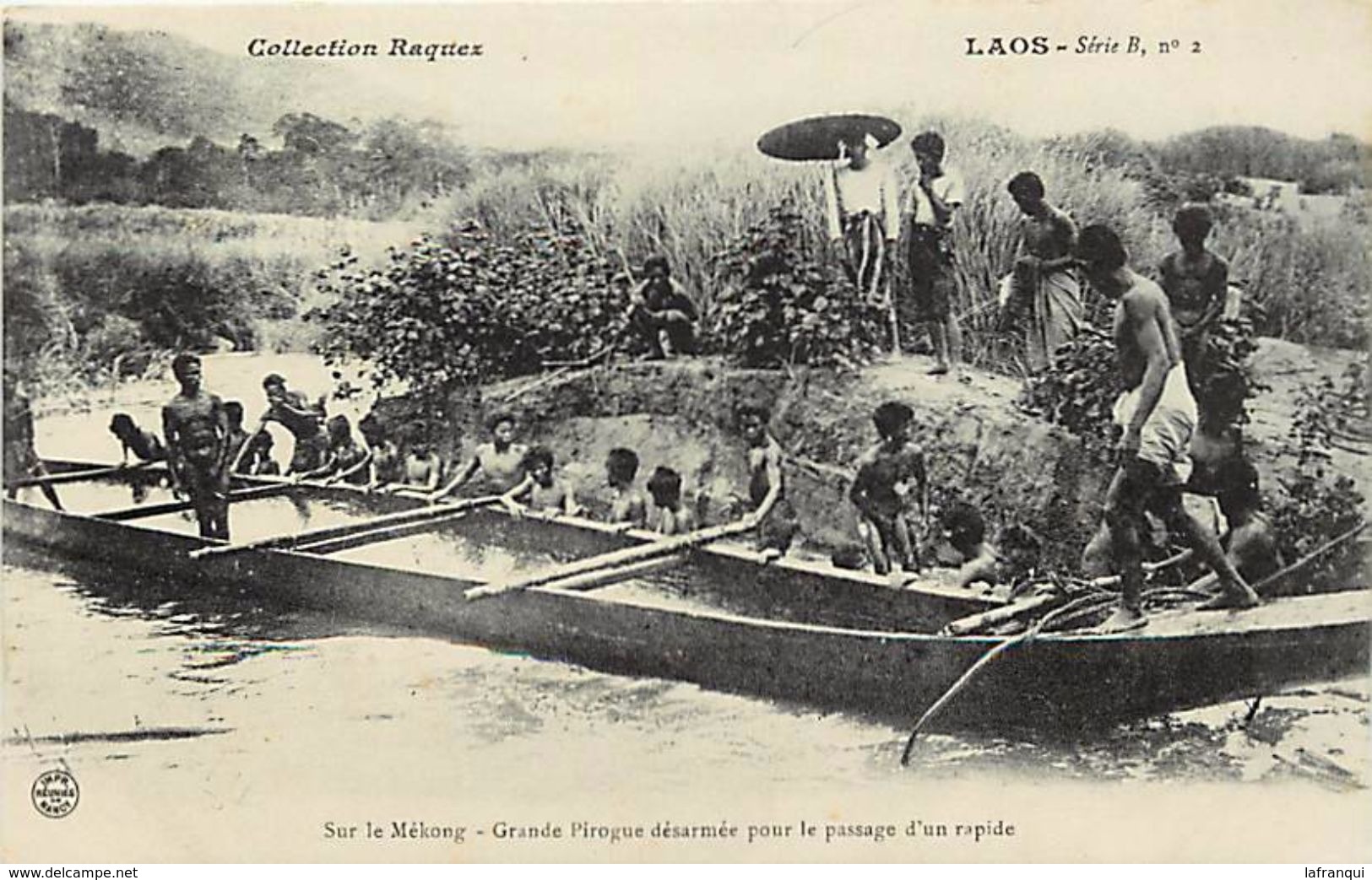 Ref U671- Laos - Sur Le Mekong - Grande Pirogue Désarmée Pour Le Passage D Un Rapide  - Carte Bon Etat  - - Laos