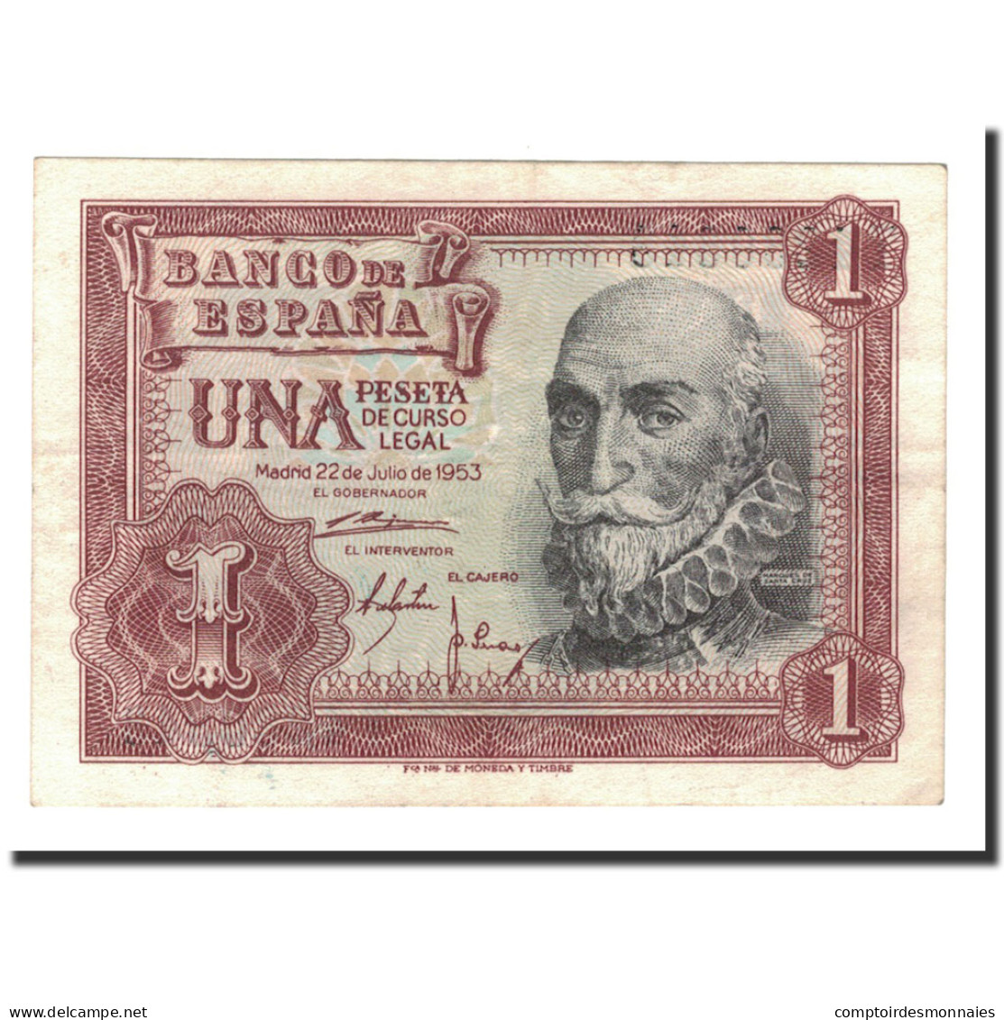 Billet, Espagne, 1 Peseta, 1953, 1953-07-22, KM:144a, SPL - 1-2 Pesetas