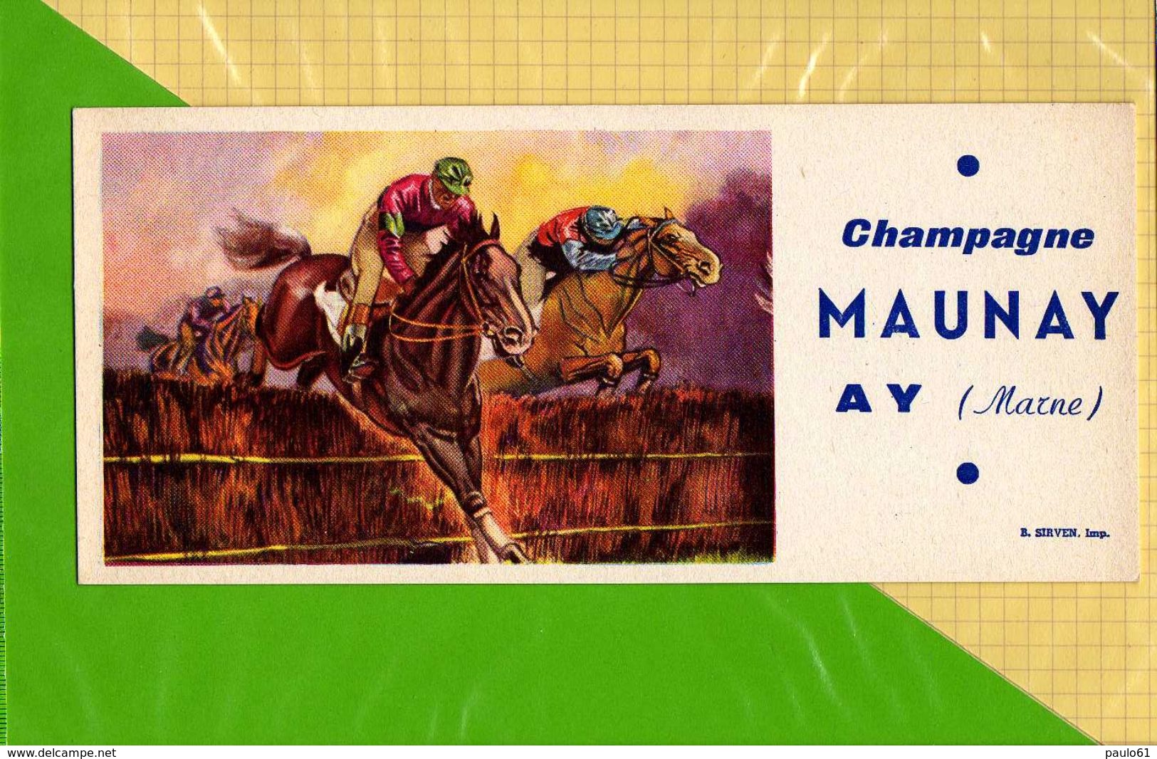 BUVARD & Blotting Paper  : Champagne MAUNAY AY  : Hippisme  Saut De Haie - Sports