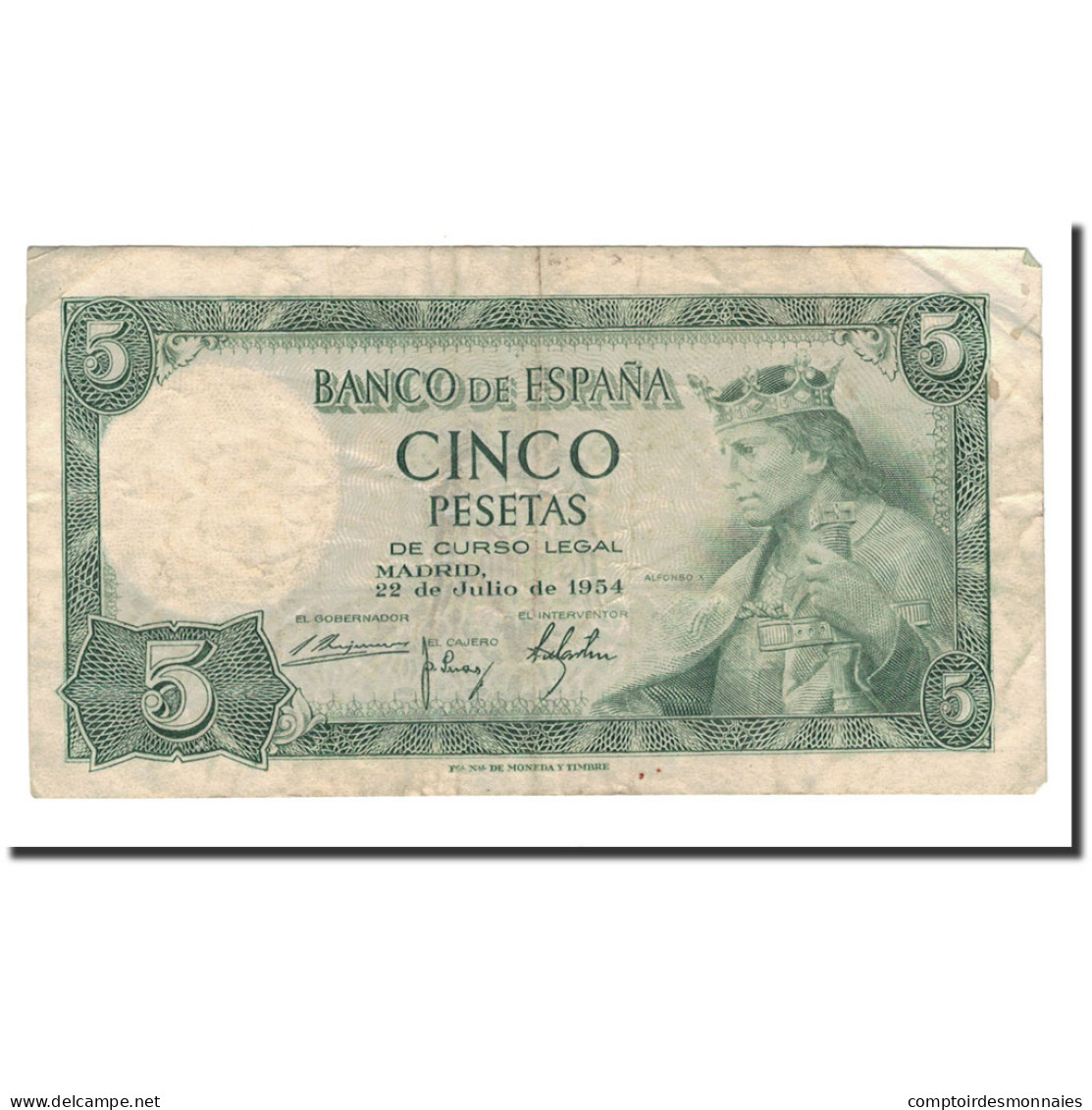 Billet, Espagne, 5 Pesetas, 1954, 1954-07-22, KM:146a, TB - 5 Pesetas