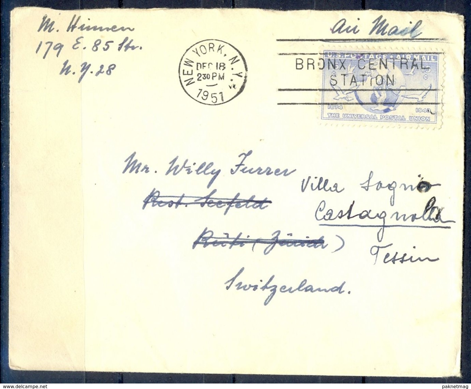 G286- USA United States Postal History Cover. Post To Switzerland. Bird. - Other & Unclassified