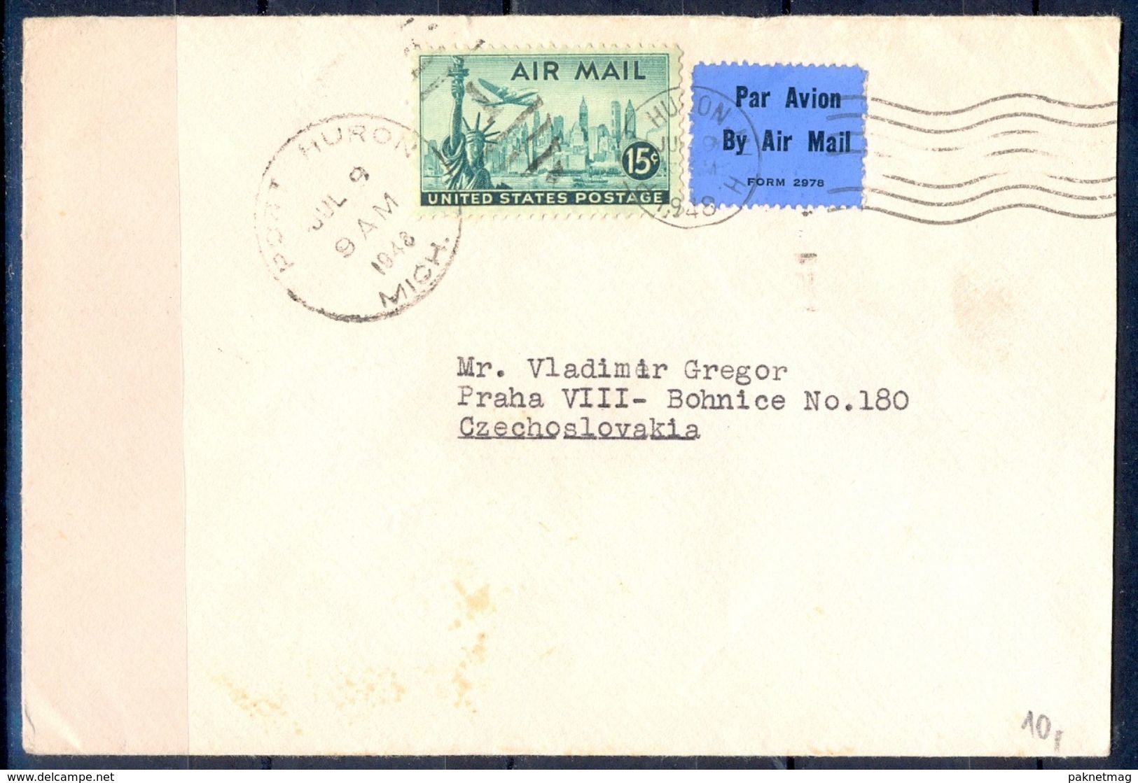 G291- USA United States Postal History Cover. Post To Czechoslovakia. - Other & Unclassified