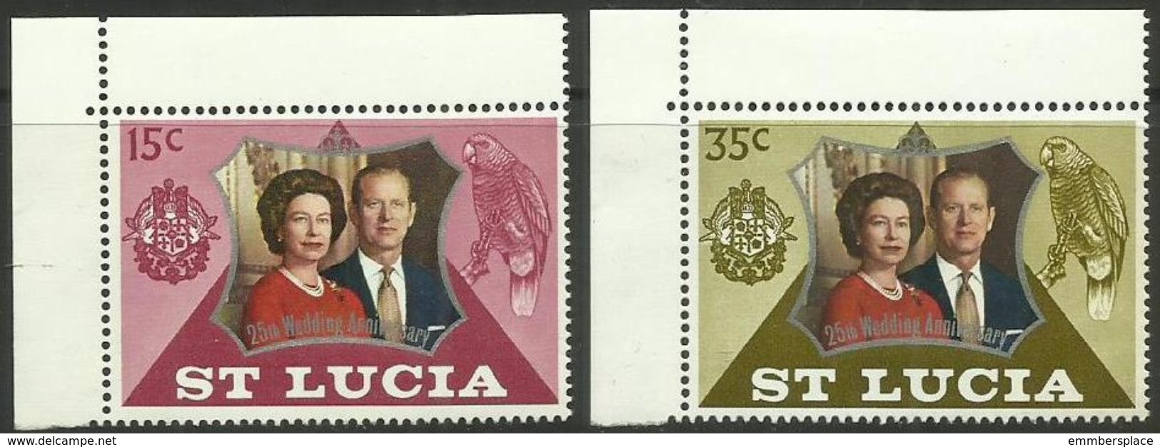 St Lucia - 1972 Silver Wedding Set Of 2  MNH **    SG 343-4  Sc 328-9 - St.Lucia (1979-...)