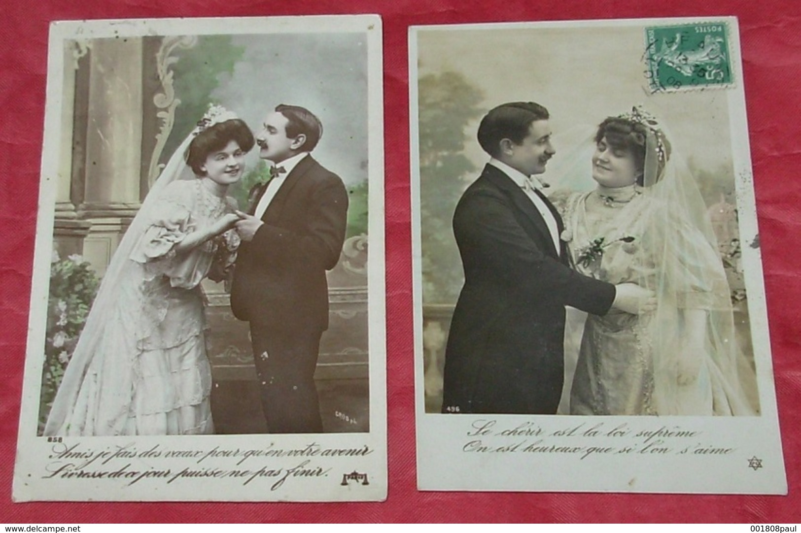 Lot 2 Cartes Postales Fantaisie - Couples - Mariages - Robe De Marier - Unions - Noces - Femmes - Hommes ---------- 426 - Nozze