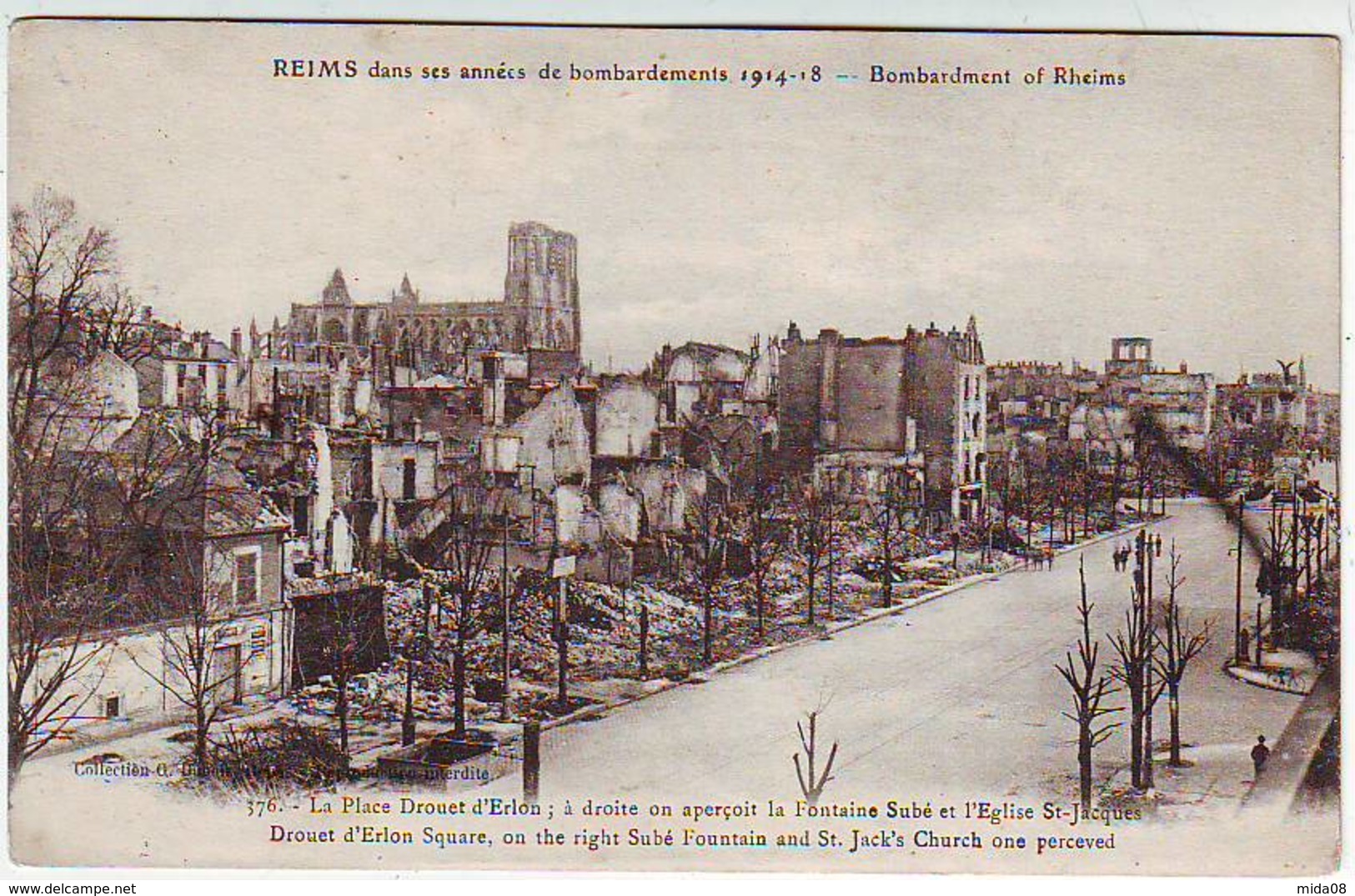 51. REIMS . GUERRE 1914.1918 . DANS LES ANNEES DE BOMBARDEMENTS . LA PLACE DROUET D'ERLON - Reims