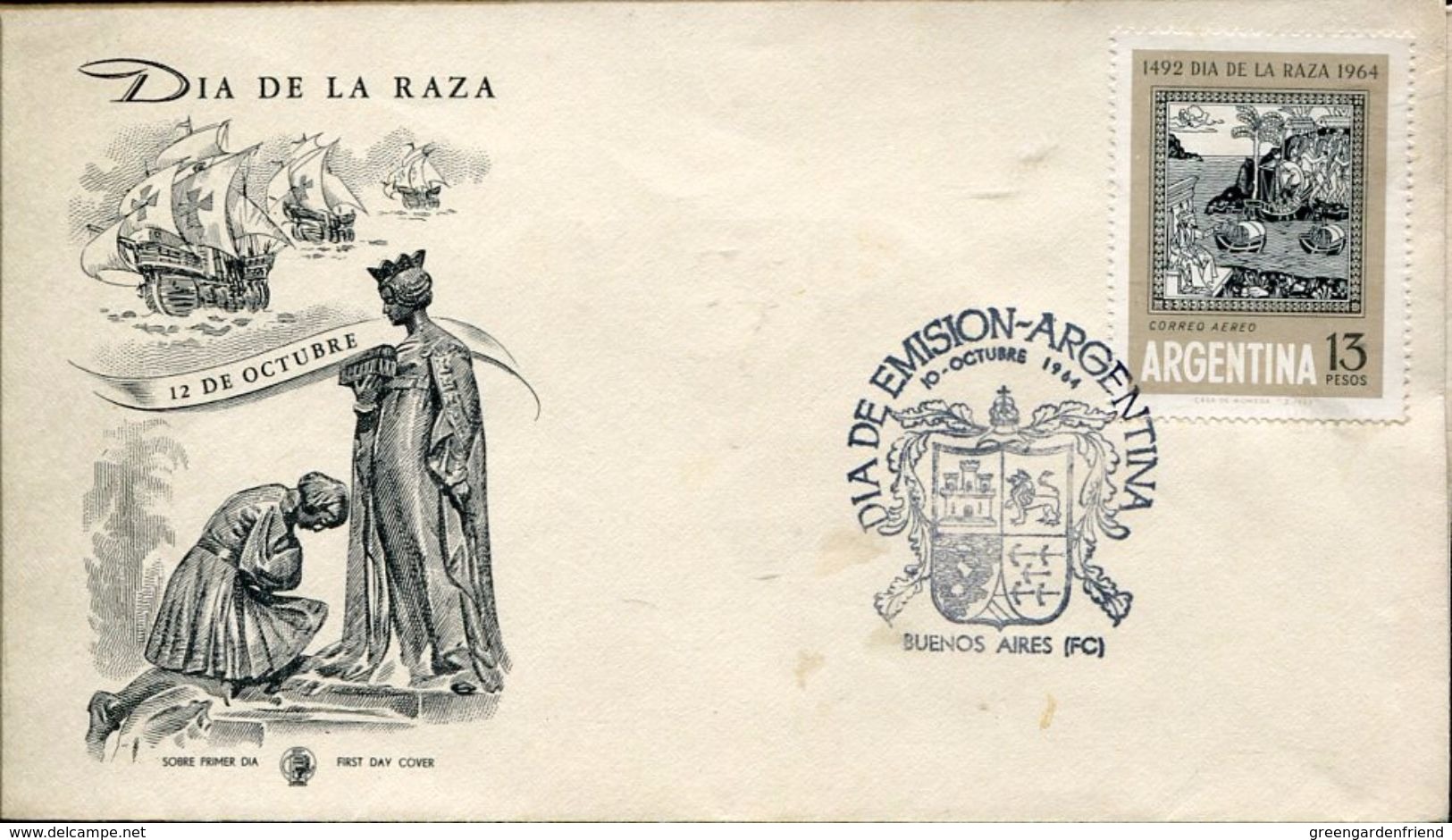 23297 Argentina,  Fdc   1964  Colon,  Columbus  Coulomb - Christophe Colomb