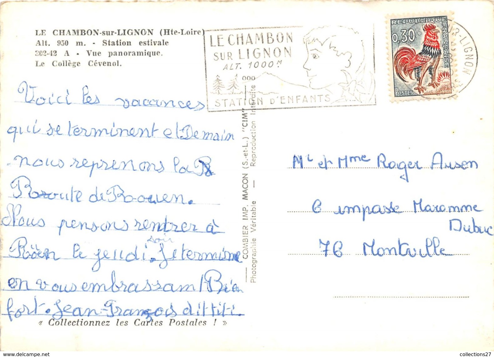 43-LE CHAMBON-SUR-LIGNON- VUE PANORAMIQUE LE COLLEGE CEVENOL - Le Chambon-sur-Lignon