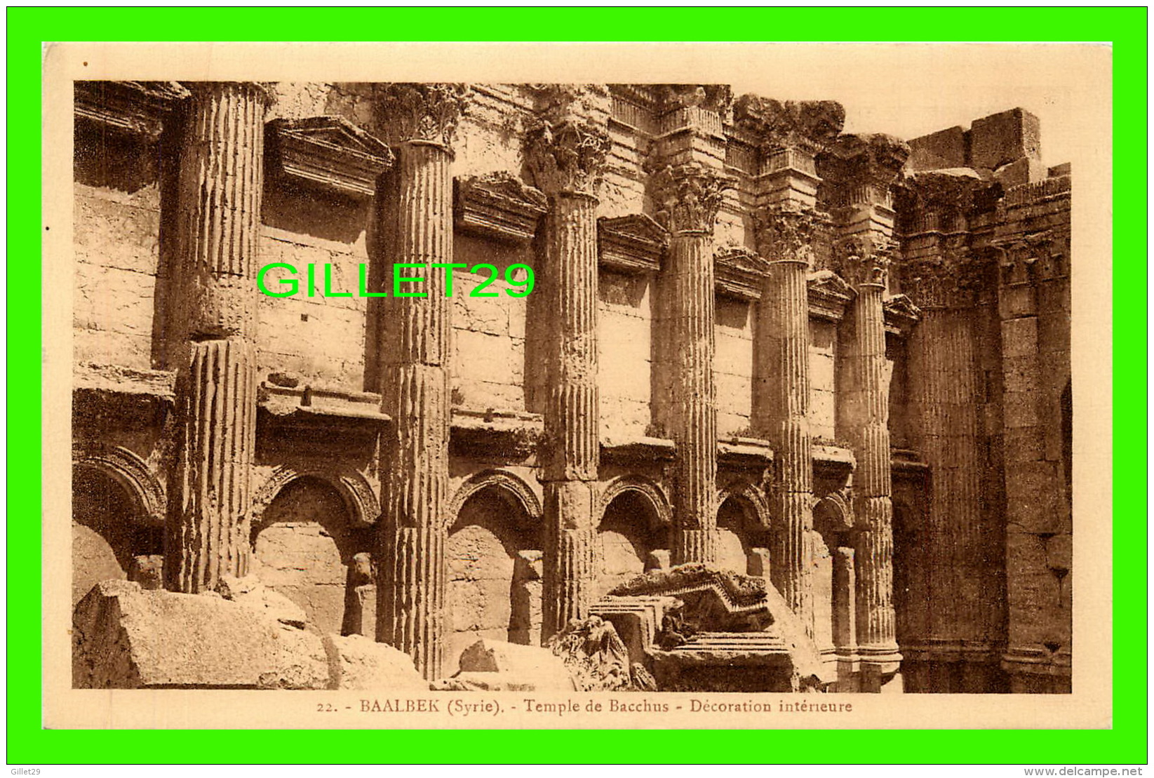 BAALBEK, SYRIE - TEMPLE DE BACCHUS, DÉCORATION INTÉRIEURE - PALMYRA HOTEL - COLLECTION ORIENT-MONUMENTS - - Syrie