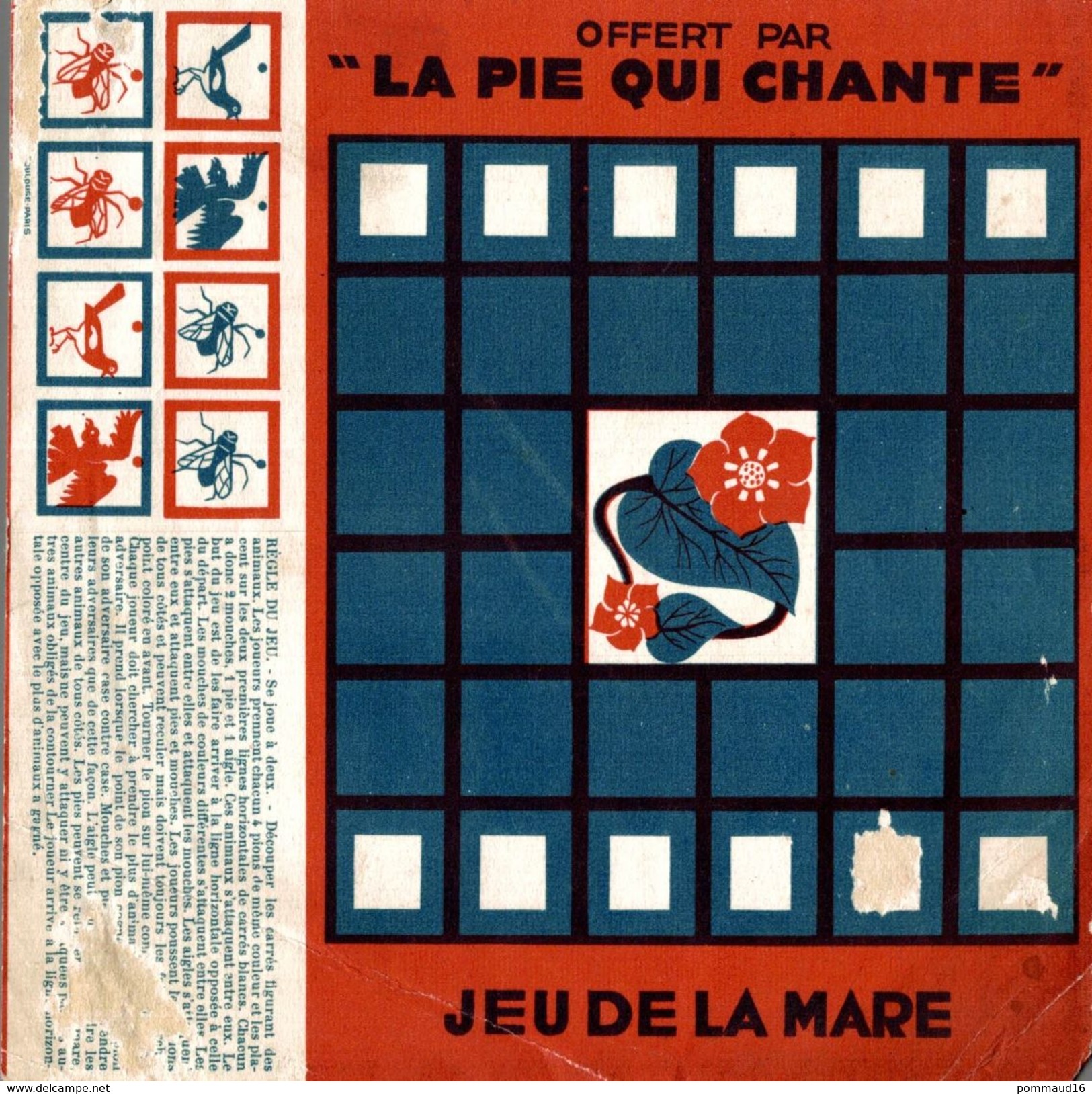 Jeu De La Mare Offert Par La Pie Qui Chante - Planche Publicitaire à Découper - Advertising