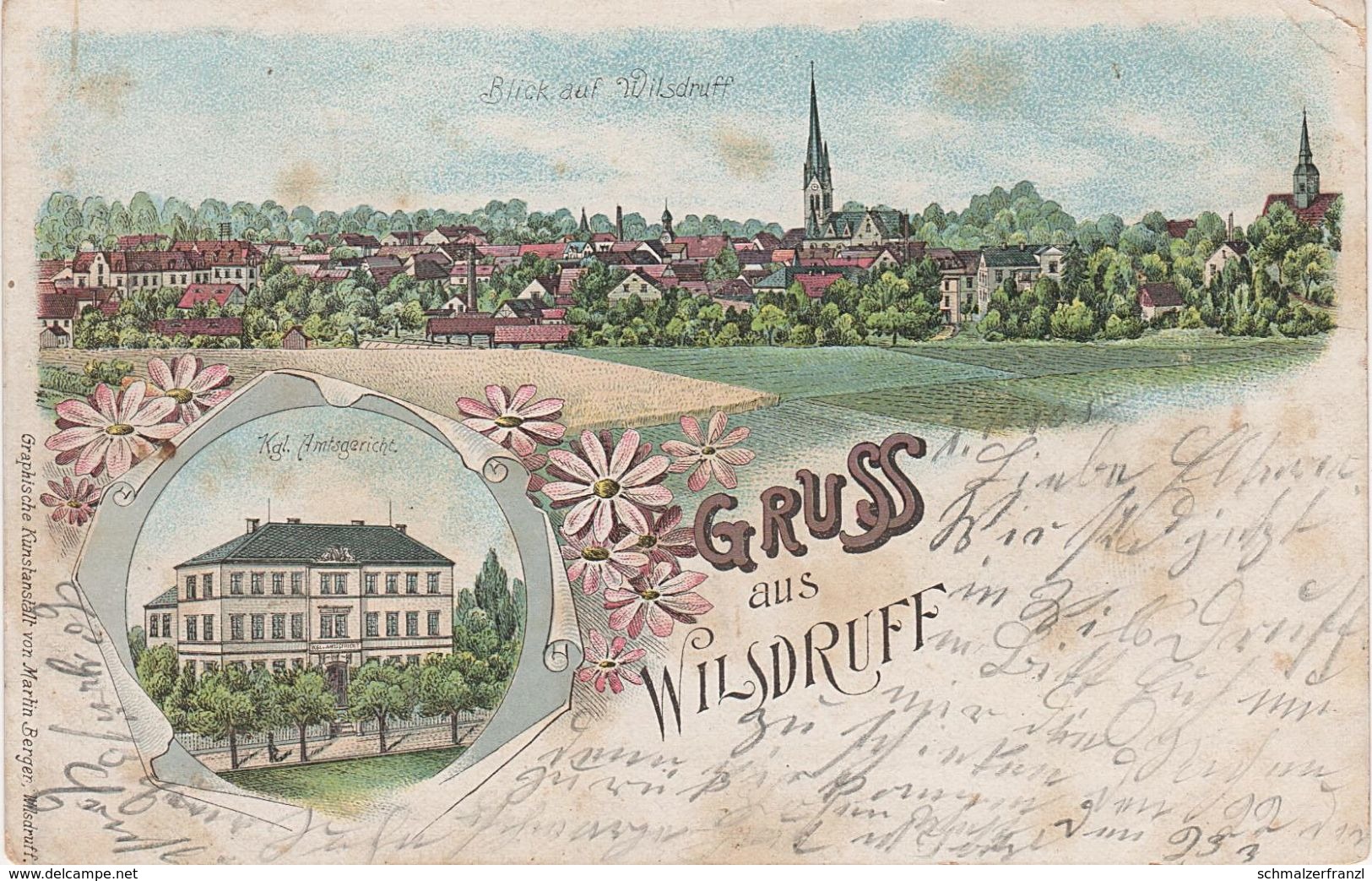 Litho AK Gruß Wilsdruff Blick Königliches Amtsgericht Gericht A Dresden Kesselsdorf Grumbach Mohorn Klipphausen Meissen - Herzogswalde