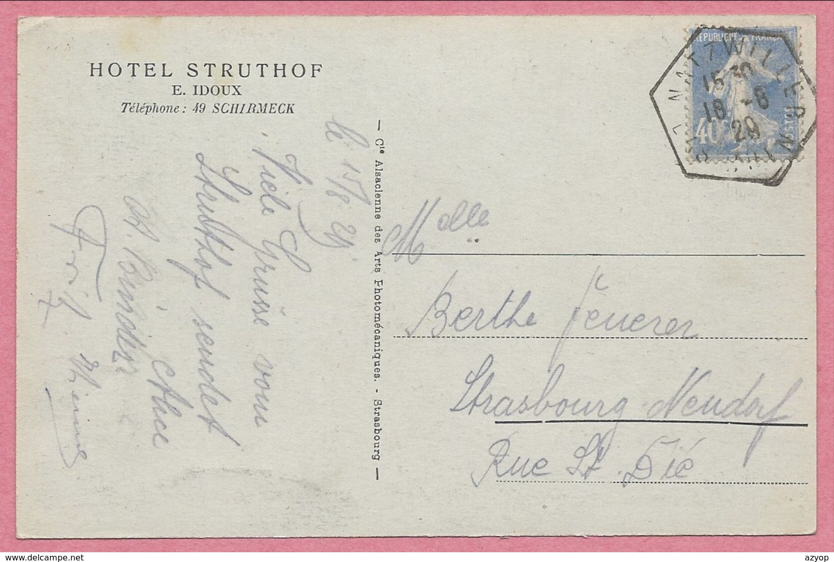 67 - STRUTHOF - Hotel E. IDOUX - Autres & Non Classés