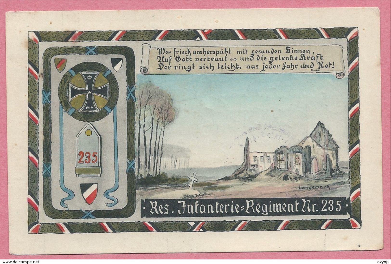 Belgique - LANGEMARK - Regimentskarte - Reserve Infanterie Regiment N° 235 - Feldpost - Guerre 14/18 - Langemark-Poelkapelle