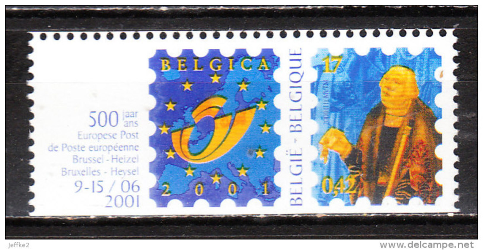 R97Cu**  Belgica 2001 - Tour & Tassis - MAUVAISE DECOUPE - MNH** - LOOK!!!! - Coil Stamps