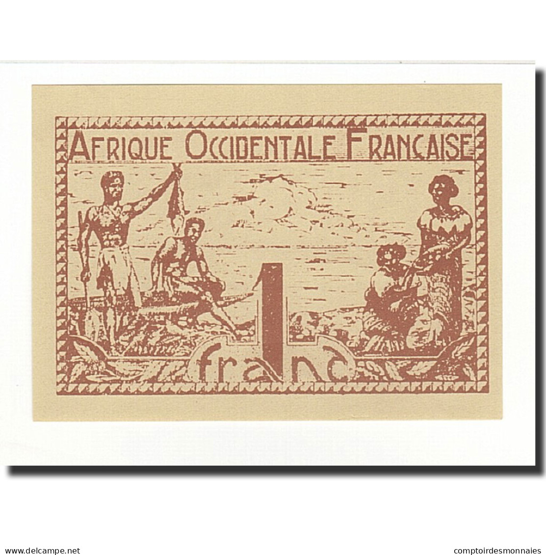 Billet, French West Africa, 1 Franc, Undated (1944), KM:34b, NEUF - West African States