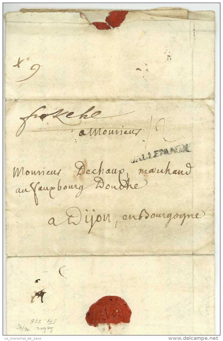 SPEYER 1739 D'ALLEMAGNE Franco KEHL  Pour Dijon 12 Sols DE STOEKKEN Pelican Dechaux Spire - Entry Postmarks