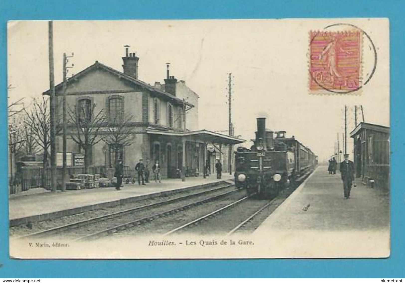 CPA - Chemin De Fer Un Train En Gare De HOUILLES 78 - Houilles