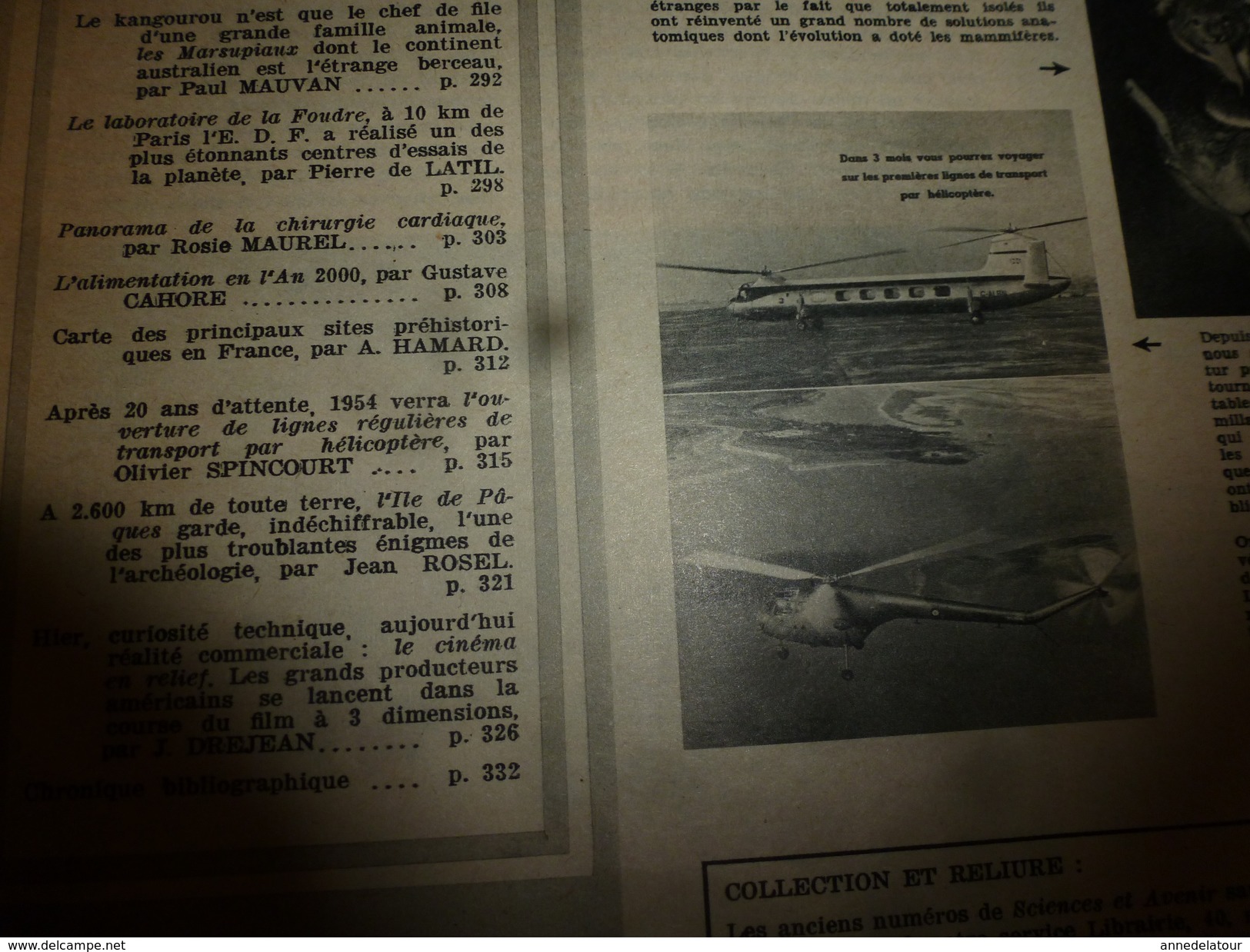 1953 SETA :Marsupiaux;Labo-FOUDRE;Chirurgie Cardiaque;Alimentation An-2000)Sites Préhistoriques-France;Hélico-Transport - Science