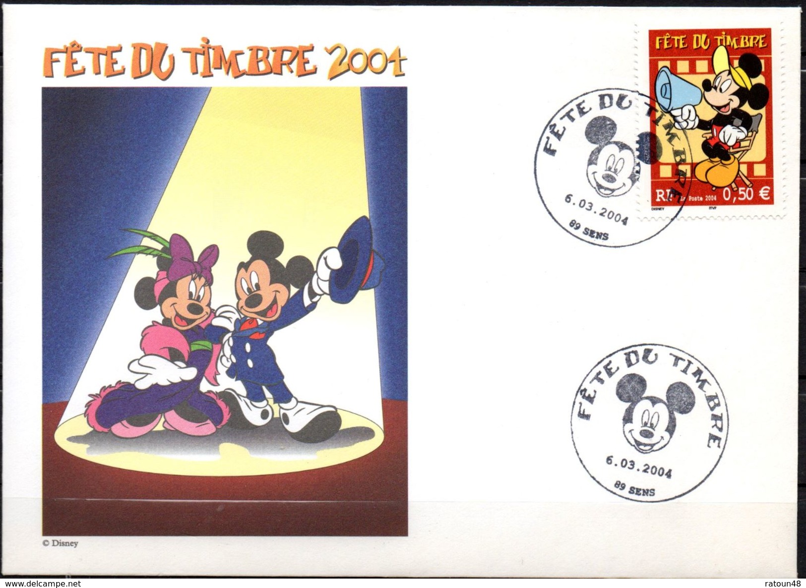 FDC - Fête Du Timbre Mickey - Le 6/03/2004 à SENS (89) - Bandes Dessinées