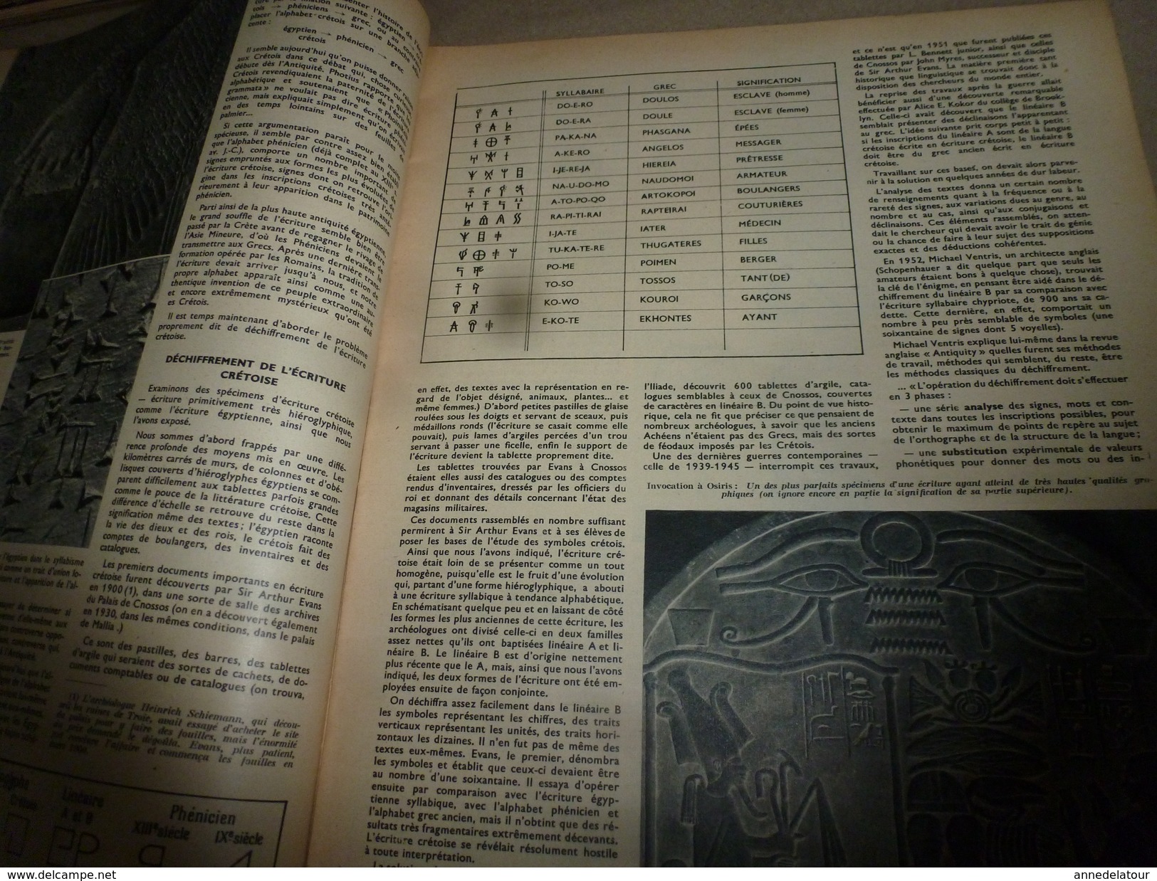 1954 SETA :Ecriture crétoise;Rayonnement cosmique;Problèmes centrales atomiques;Chasse mammifères marins;Acier inox;etc