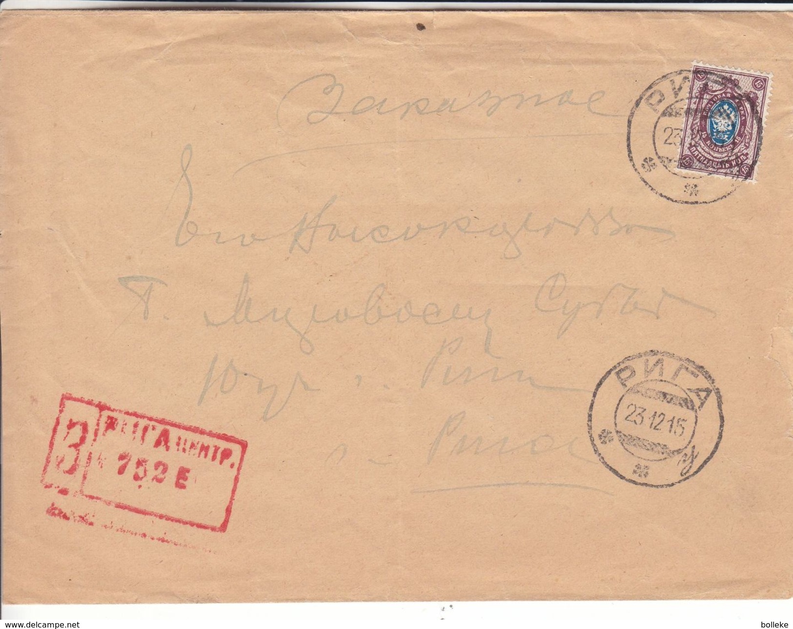 Russie - Lettre Recom De 1915 ° - Oblit Riga - - Briefe U. Dokumente