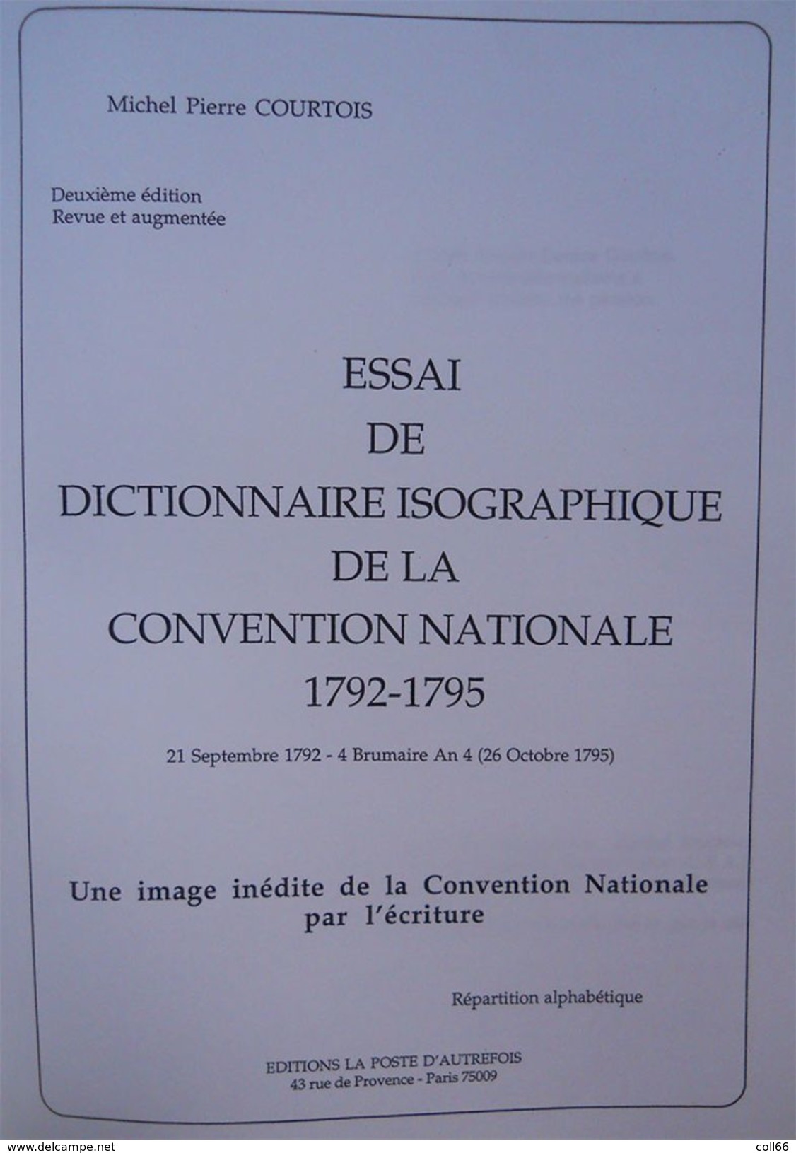 RARE Livre Révolution Essai Isographique De La Convention Nationale  1792-1795 Par M Courtois Une Mine De Savoir Be - French