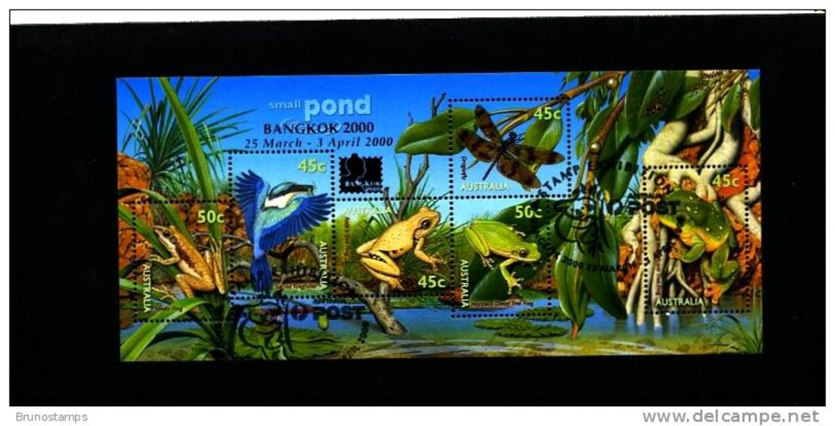 AUSTRALIA - 2000  SMALL POND  MS  OVPT BANGKOK  EXPO  FINE USED - Hojas Bloque