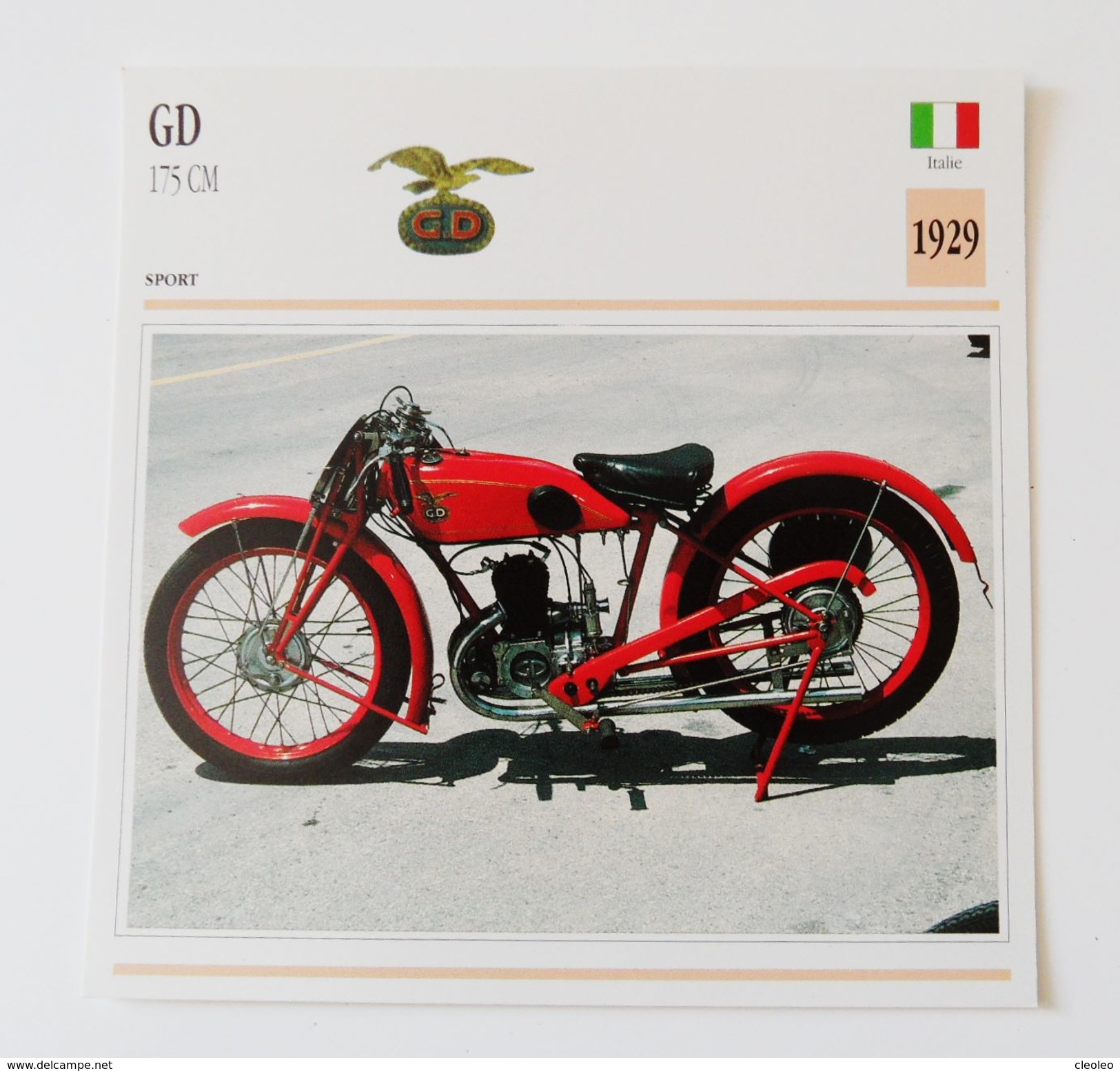 Fiche Technique MOTO Italie 1929 GD 175 Cm - Motor Bikes