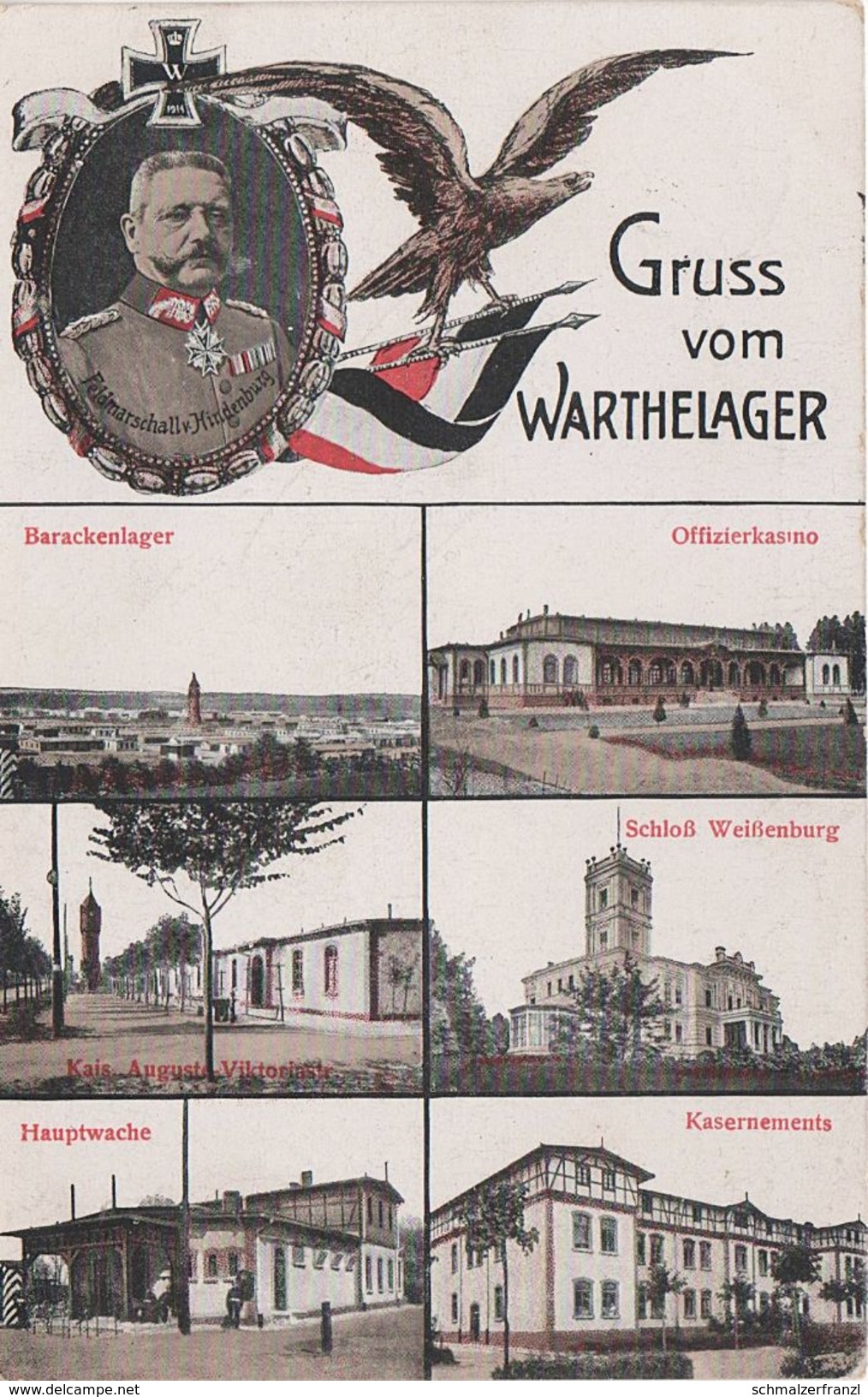 Litho AK Truppenübungsplatz Warthelager Hindenburg Schloss Wache Kasino Kaserne A Posen Poznan Wörth Weissenburg Skalitz - Posen