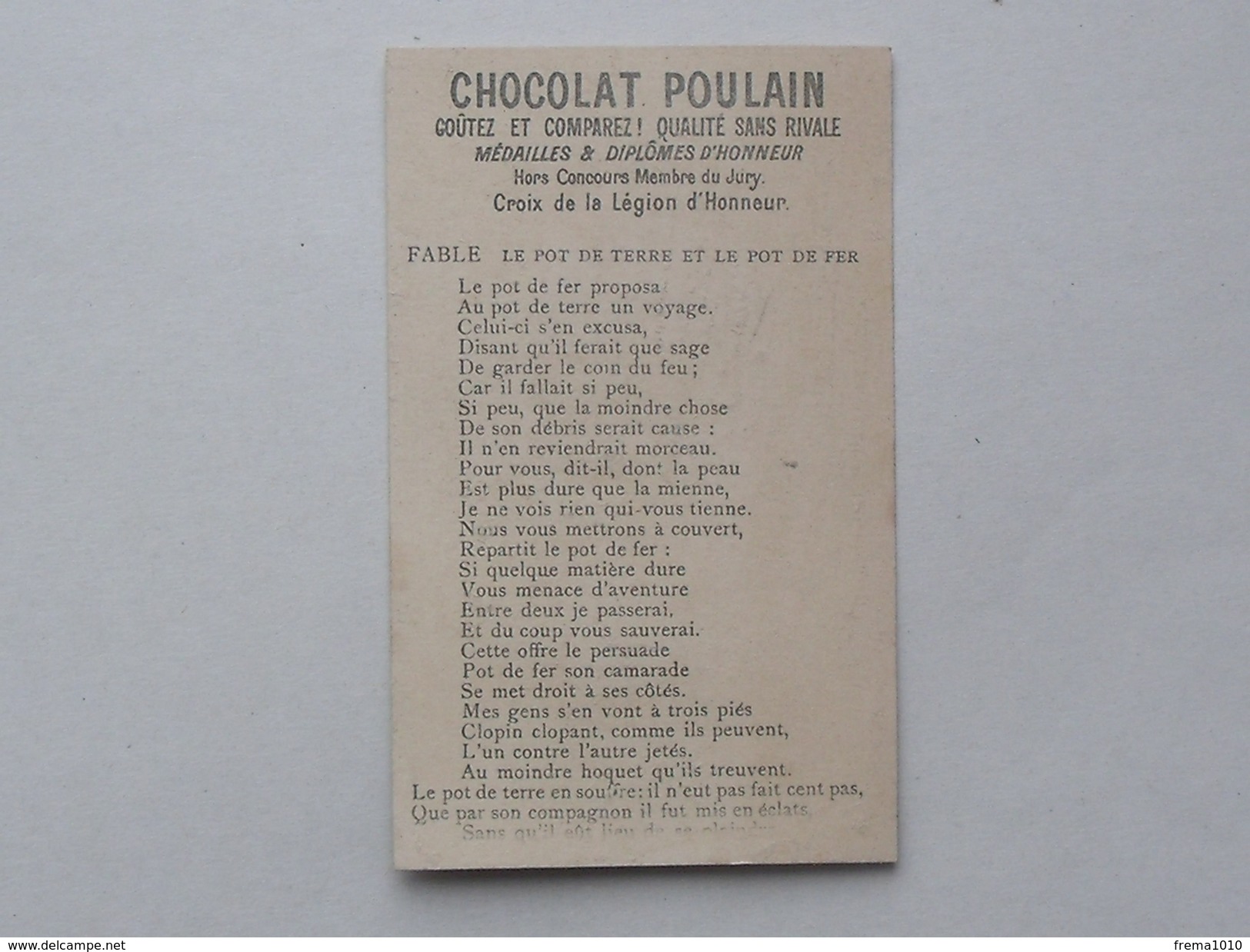 CHROMO Chocolat POULAIN: JEU D'ENFANT Le Baiser à La Religieuse - Série 600 - Fable Au Verso - Poulain
