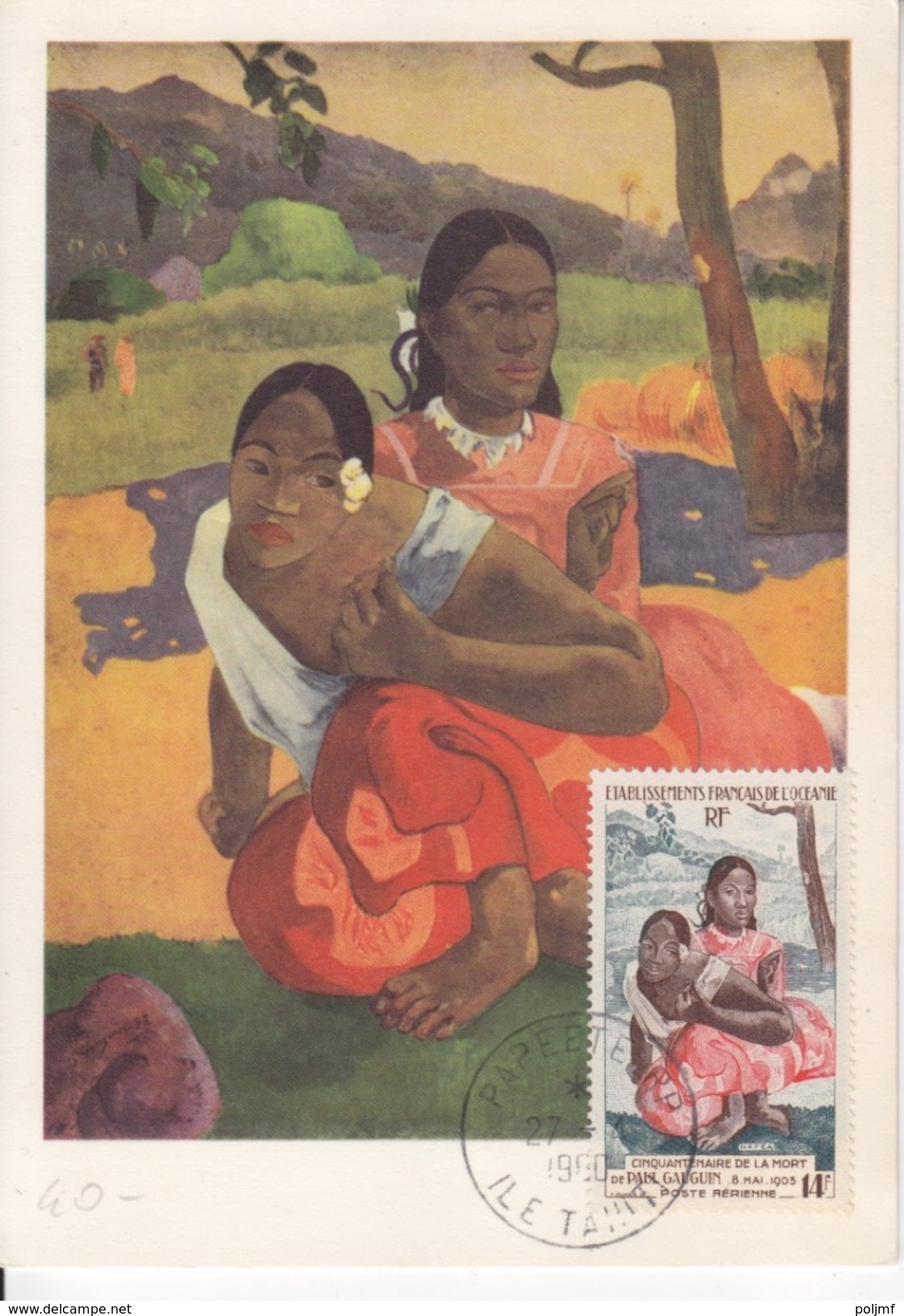 PA 30 (50° Anniversaire De La Mort De Gauguin) Premier Jour Sur Carte Maximum. Papeete 27/4/60 - Autres - Océanie