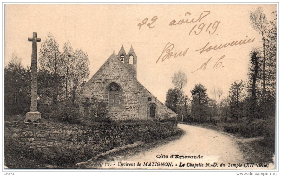 22 MATIGNON - La Chapelle N.D. Du Temple   (Recto/Verso) - Autres & Non Classés