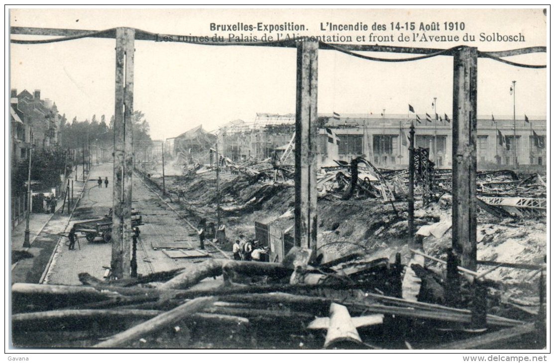 BRUXELLES -Exposition - L'incendie Des 14-15 Aout 1910 - Les Ruines Du Palais De L'Alimentation   (Recto/Verso) - Universal Exhibitions